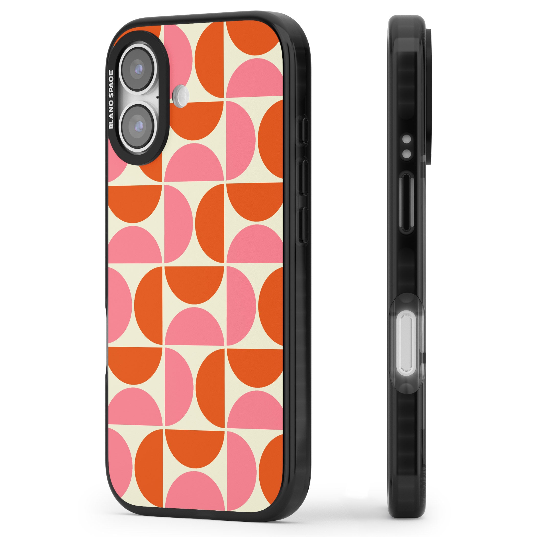 Retro Half Circle Pattern iPhone 17 Impact Black Phone Case Side Profile