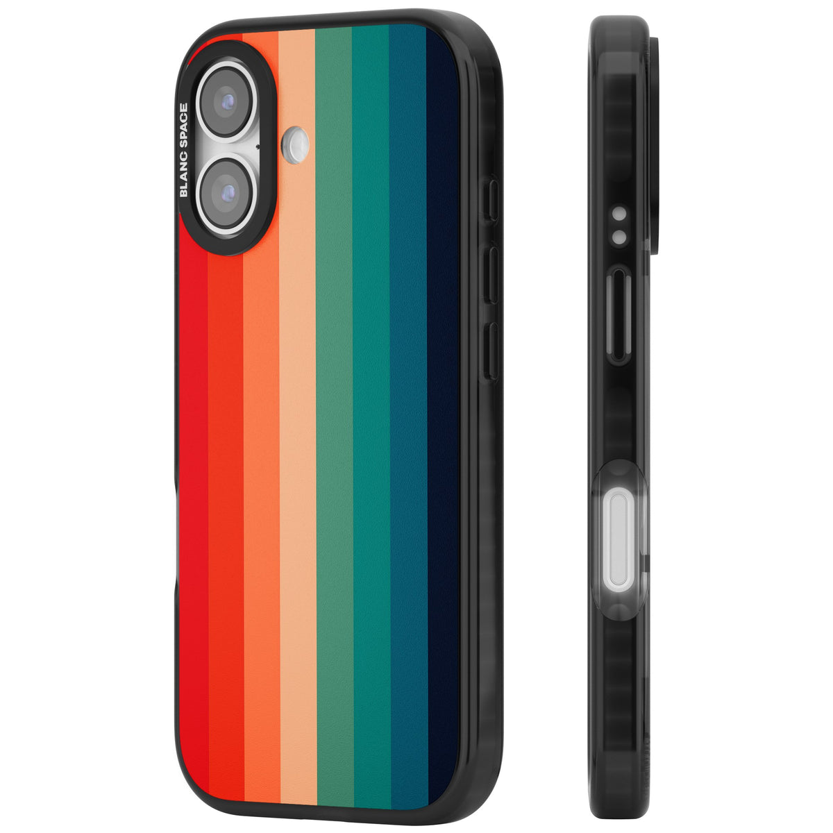 Retro Spectrum iPhone 16 / iPhone 16 Plus / iPhone 17 Impact Black Phone Case side