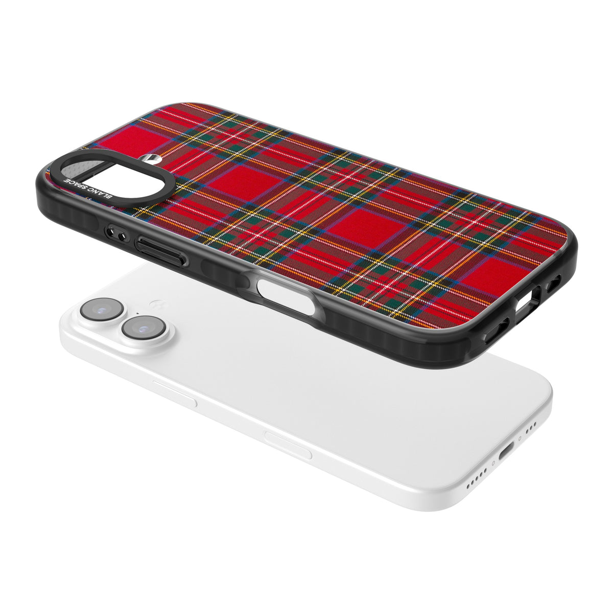 Royal Stewart Tartan iPhone 16 / iPhone 16 Plus / iPhone 17 Impact Black Phone Case angled