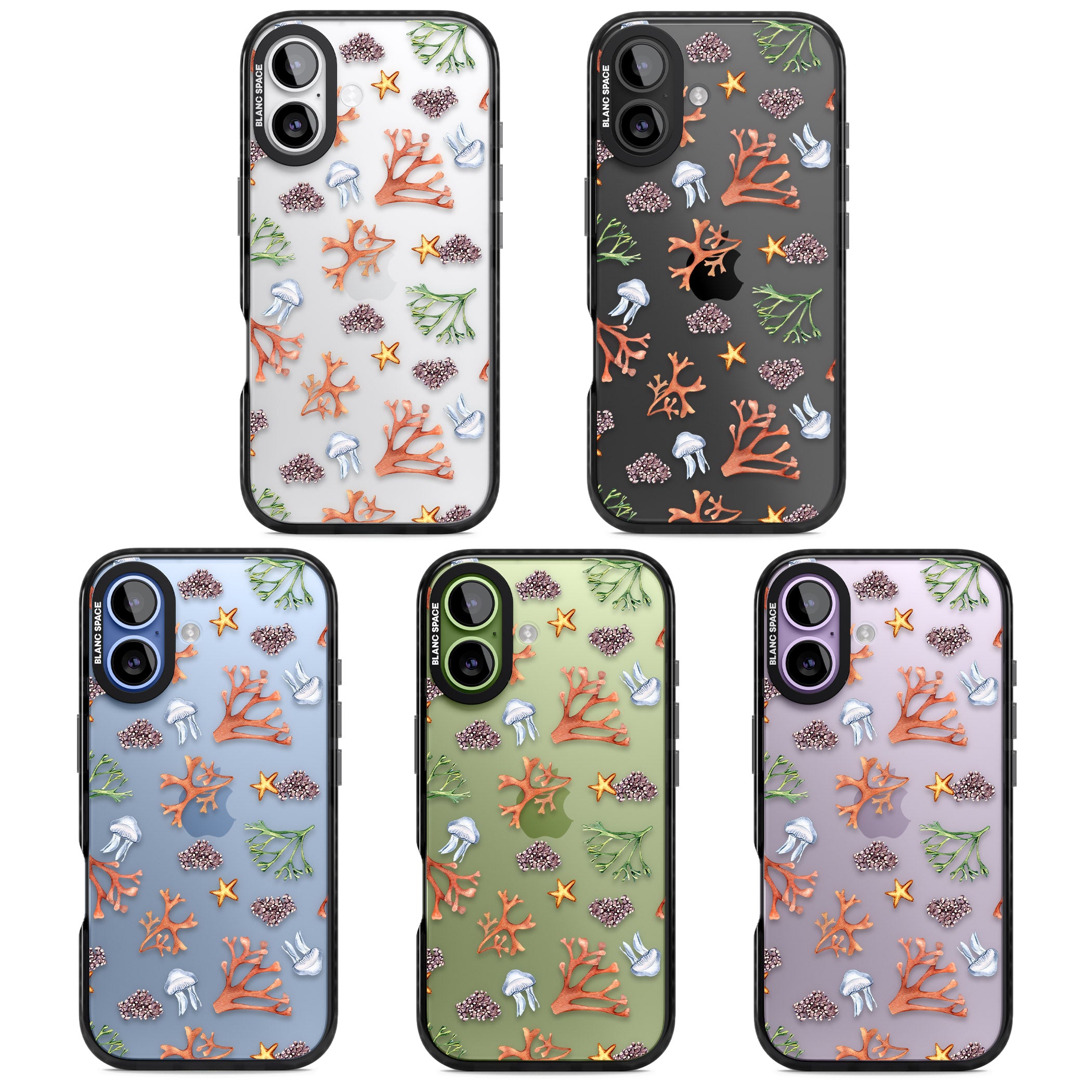 Coral & Jellyfish iPhone 17 Impact Black Phone Case APT Impact Protection
