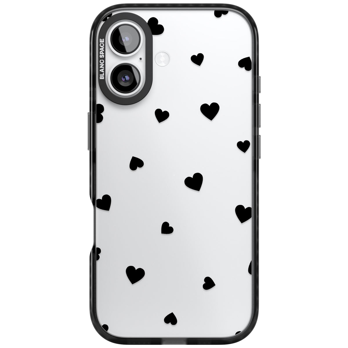 Black Hearts iPhone 16 / iPhone 16 Plus / iPhone 17 Impact Black Phone Case front