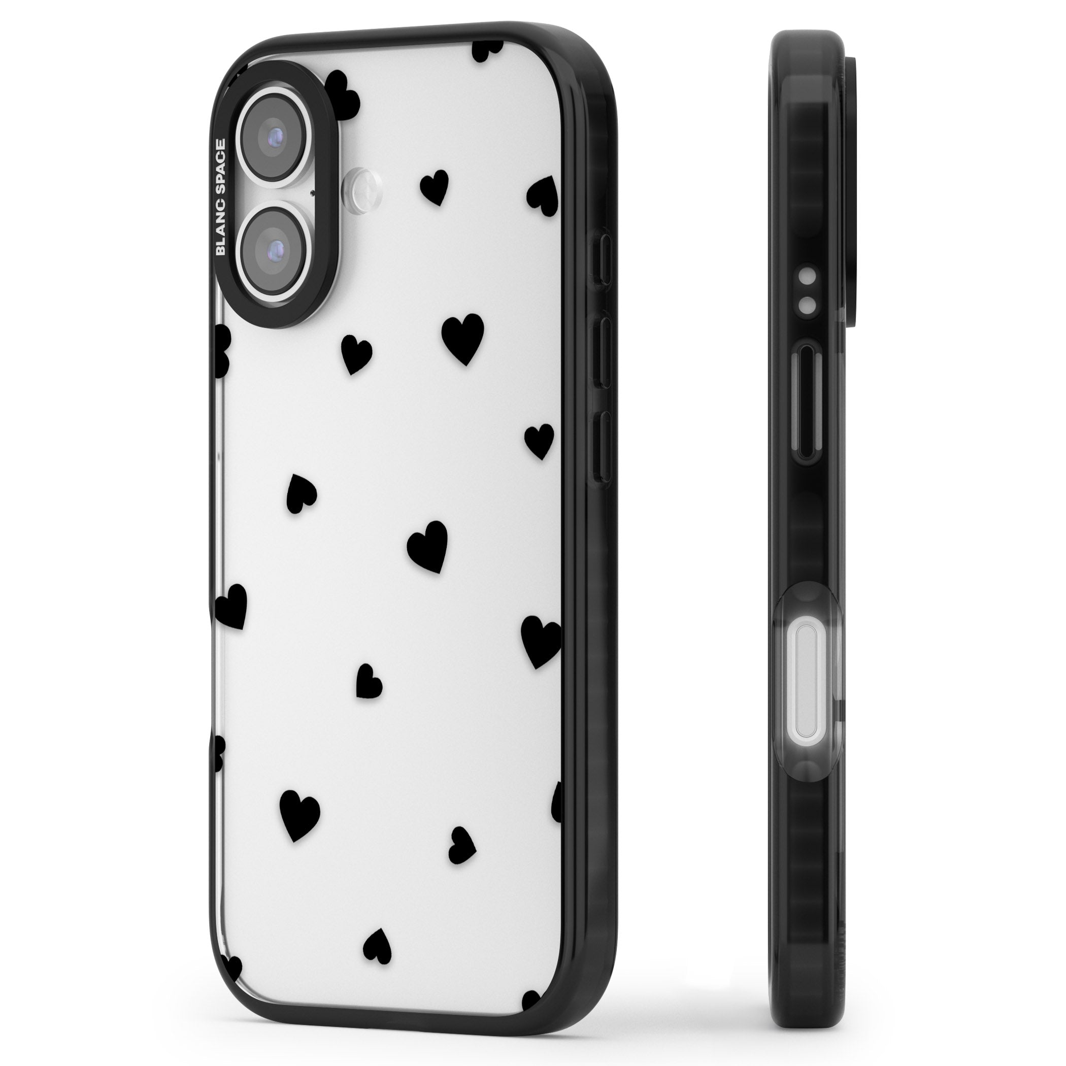 Black Hearts iPhone 17 Impact Black Phone Case Side Profile
