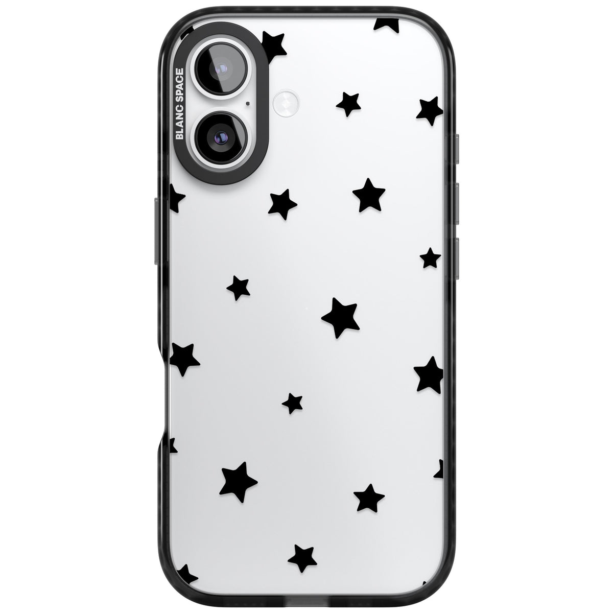 Starry Night Black Stars iPhone 16 / iPhone 16 Plus / iPhone 17 Impact Black Phone Case front