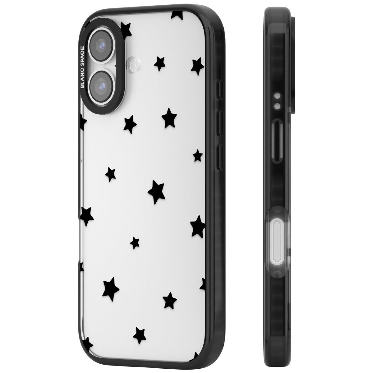 Starry Night Black Stars iPhone 16 / iPhone 16 Plus / iPhone 17 Impact Black Phone Case side