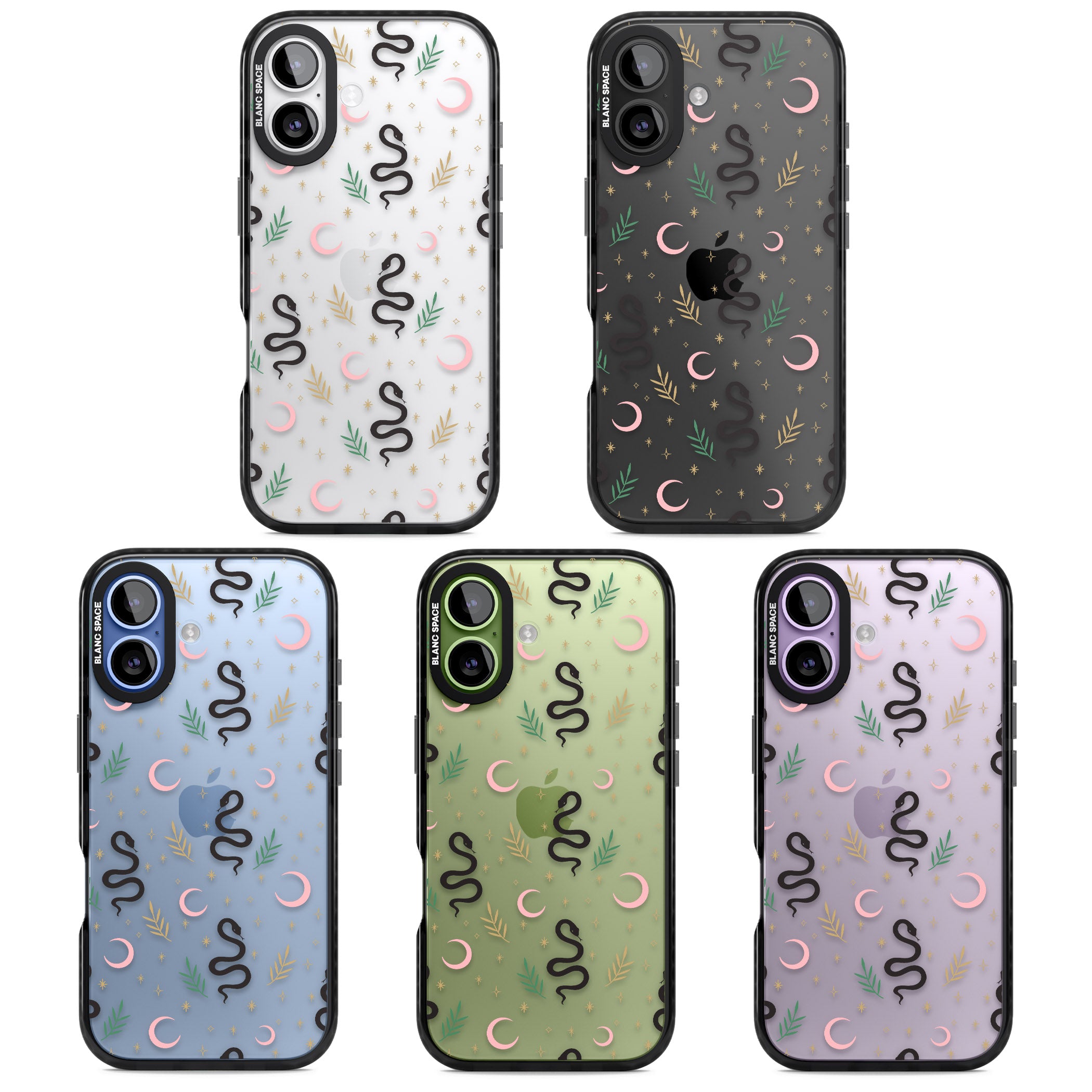 Snake & Moon Pattern iPhone 17 Impact Black Phone Case APT Impact Protection