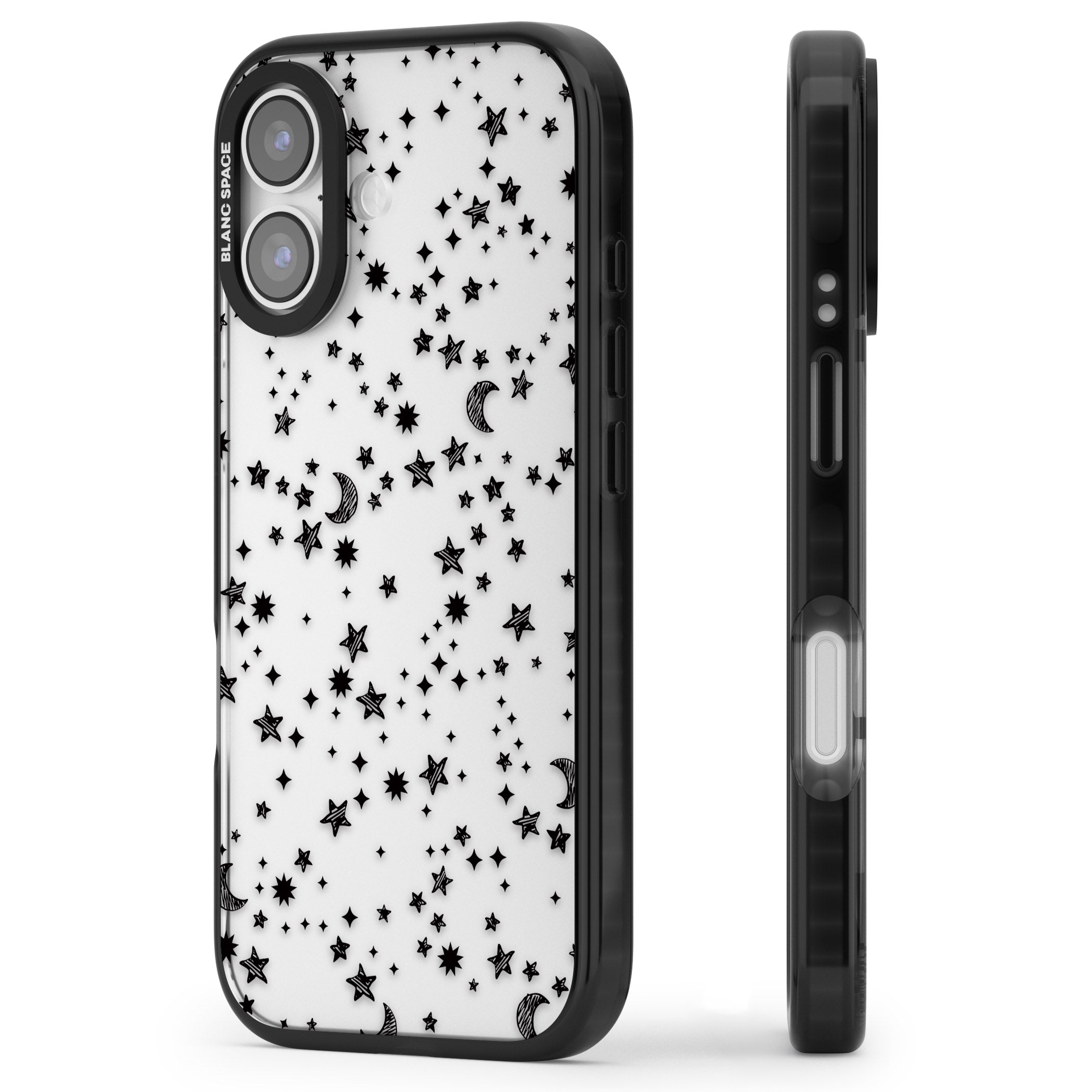 Black Cosmic Galaxy Pattern iPhone 17 Impact Black Phone Case Side Profile