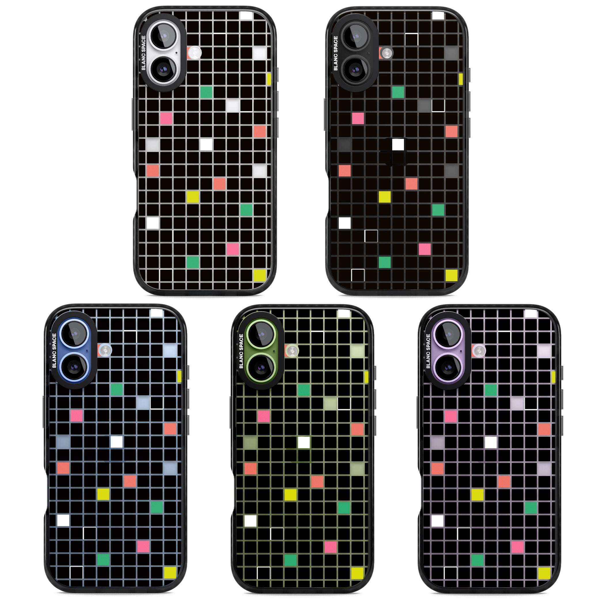 Vibrant Black Geometric Grid iPhone 17 Impact Black Phone Case APT Impact Protection