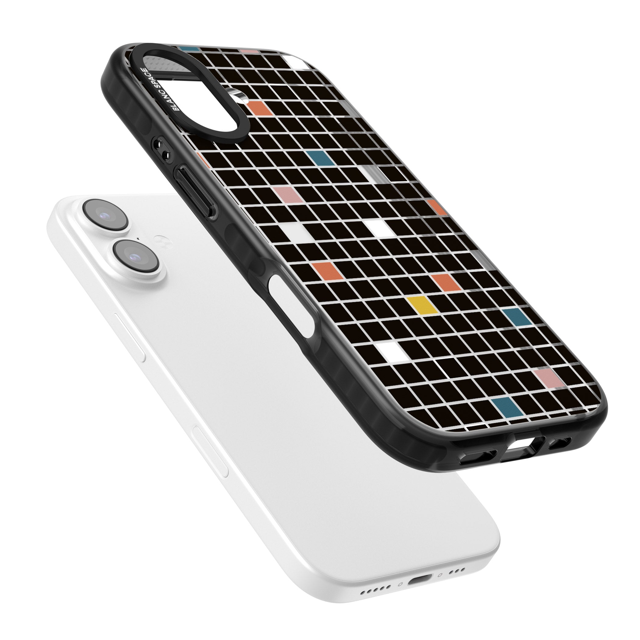 Earthtone Black Geometric Grid iPhone 17 Impact Black Phone Case Colours