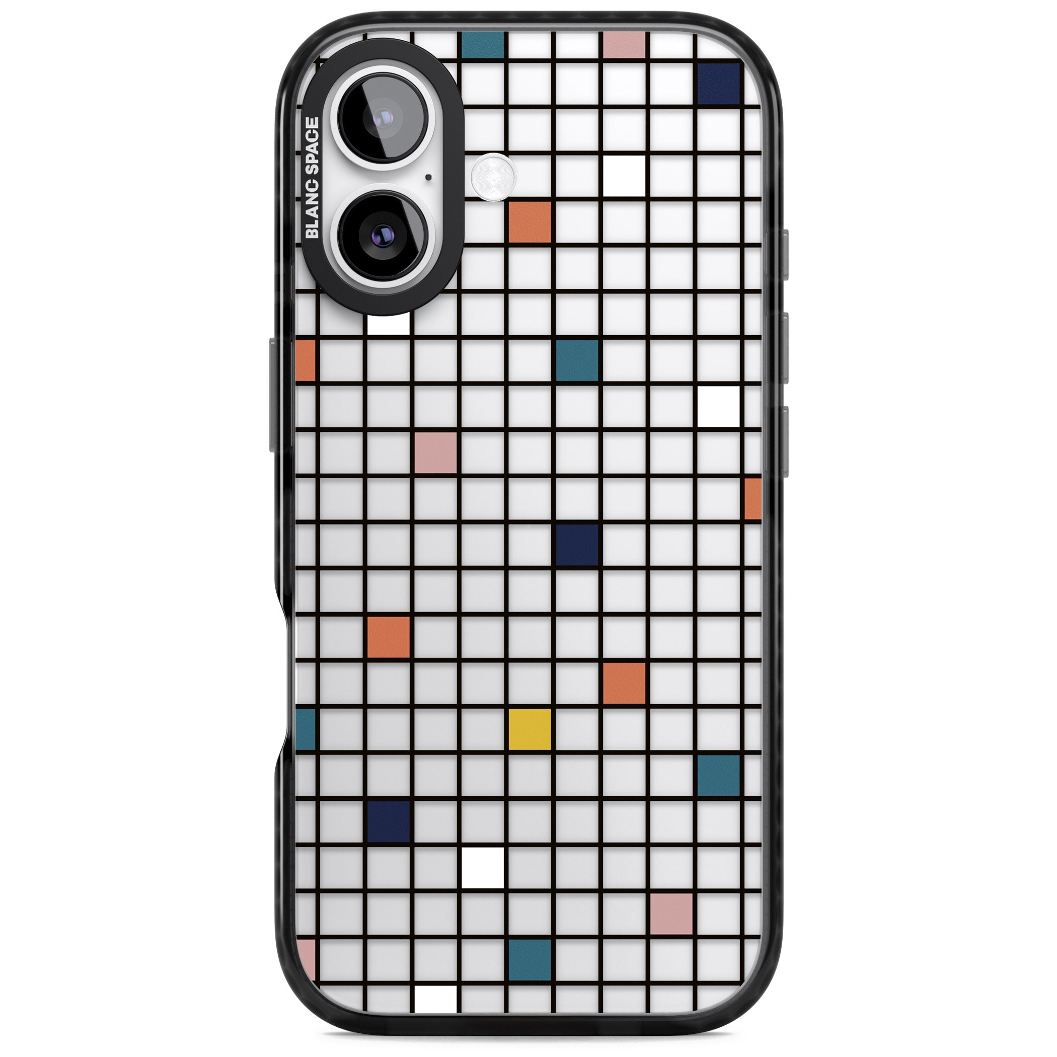 Earthtone Clear Geometric Grid iPhone 17 Impact Black Phone Case
