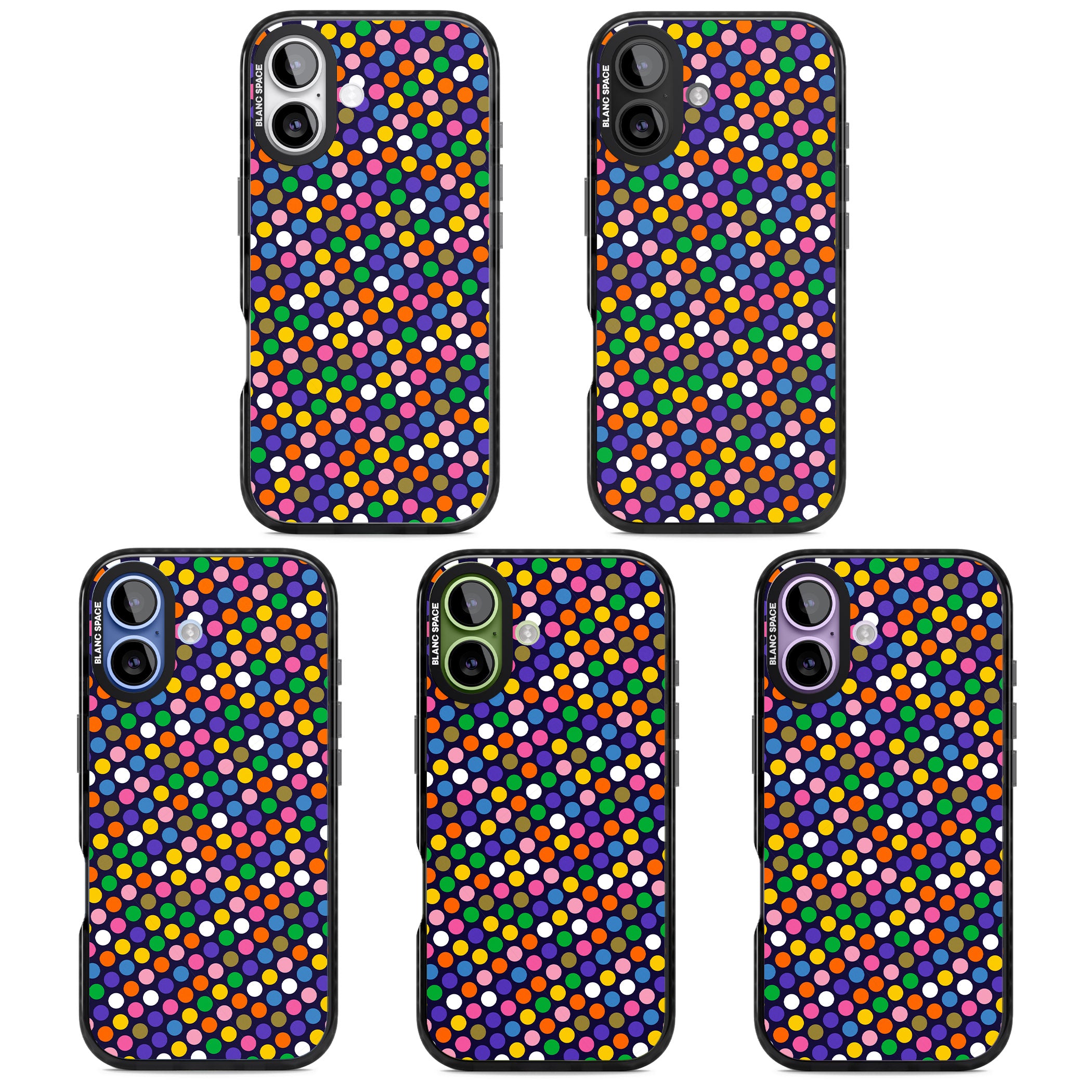 Multicolour Polka Dot Fiesta (Purple) iPhone 17 Impact Black Phone Case APT Impact Protection