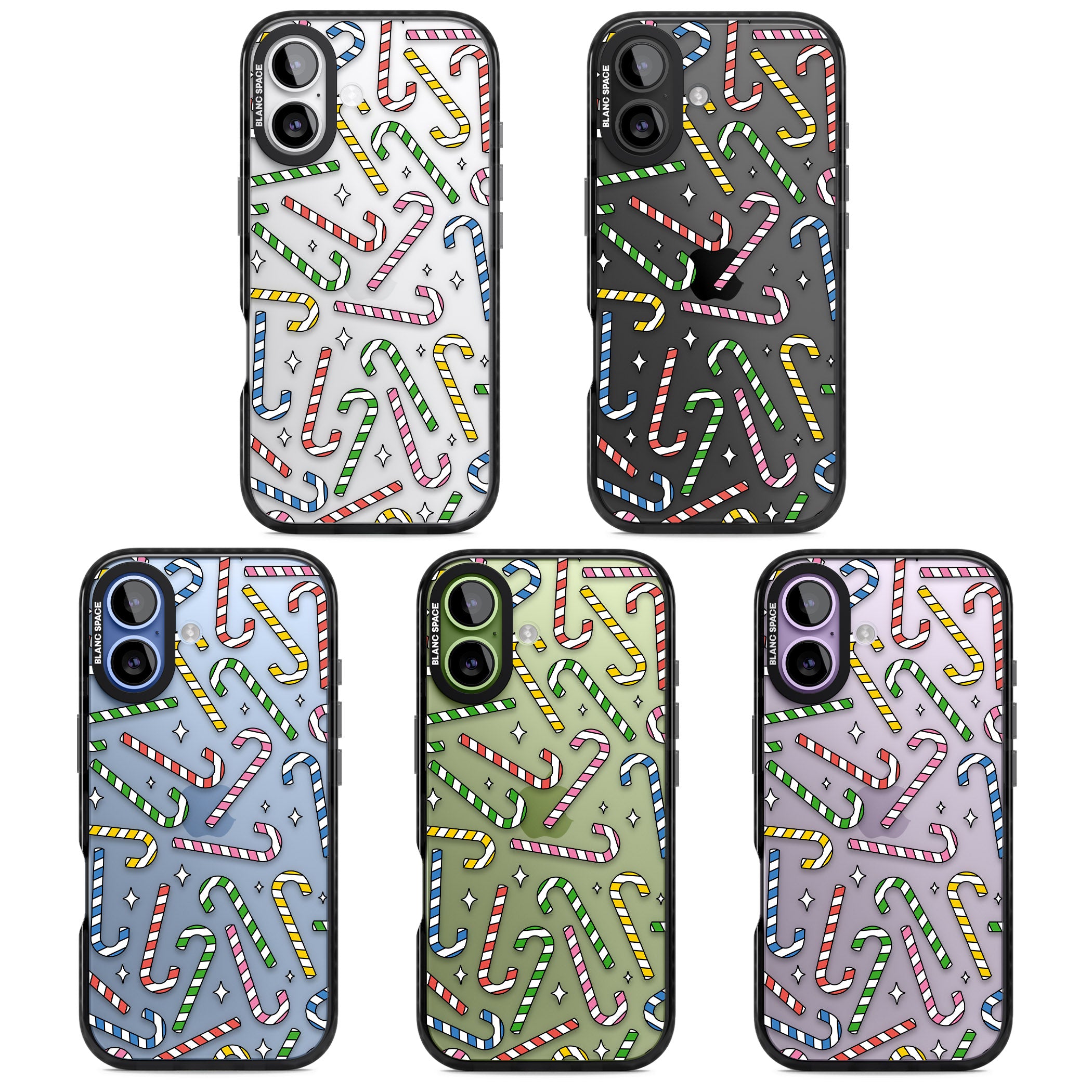 Colourful Stars & Candy Canes iPhone 17 Impact Black Phone Case APT Impact Protection