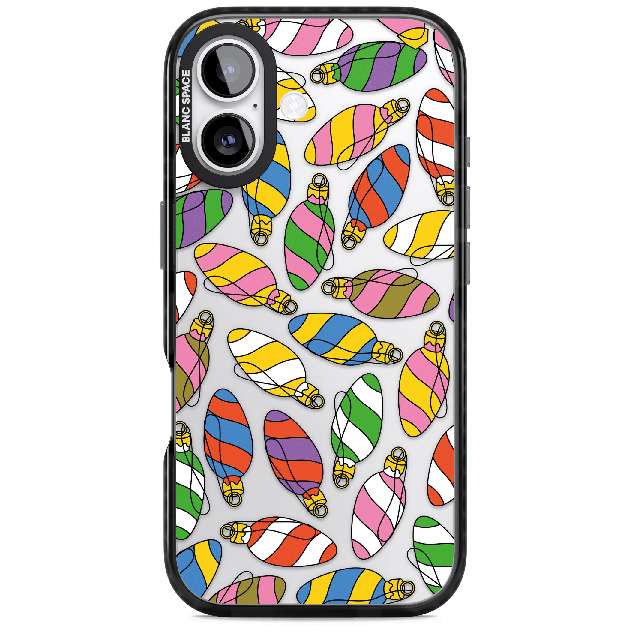 Colourful Holiday Ornaments iPhone 17 Impact Black Phone Case