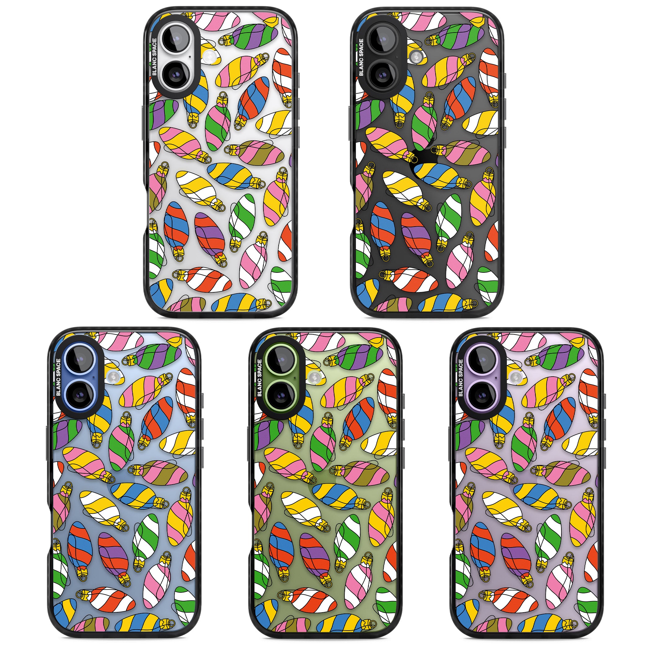 Colourful Holiday Ornaments iPhone 17 Impact Black Phone Case APT Impact Protection