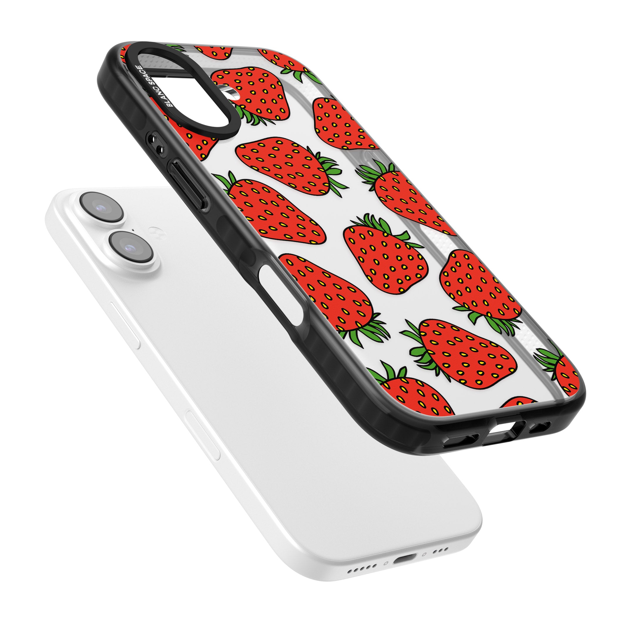 Strawberry Pattern iPhone 17 Impact Black Phone Case Colours