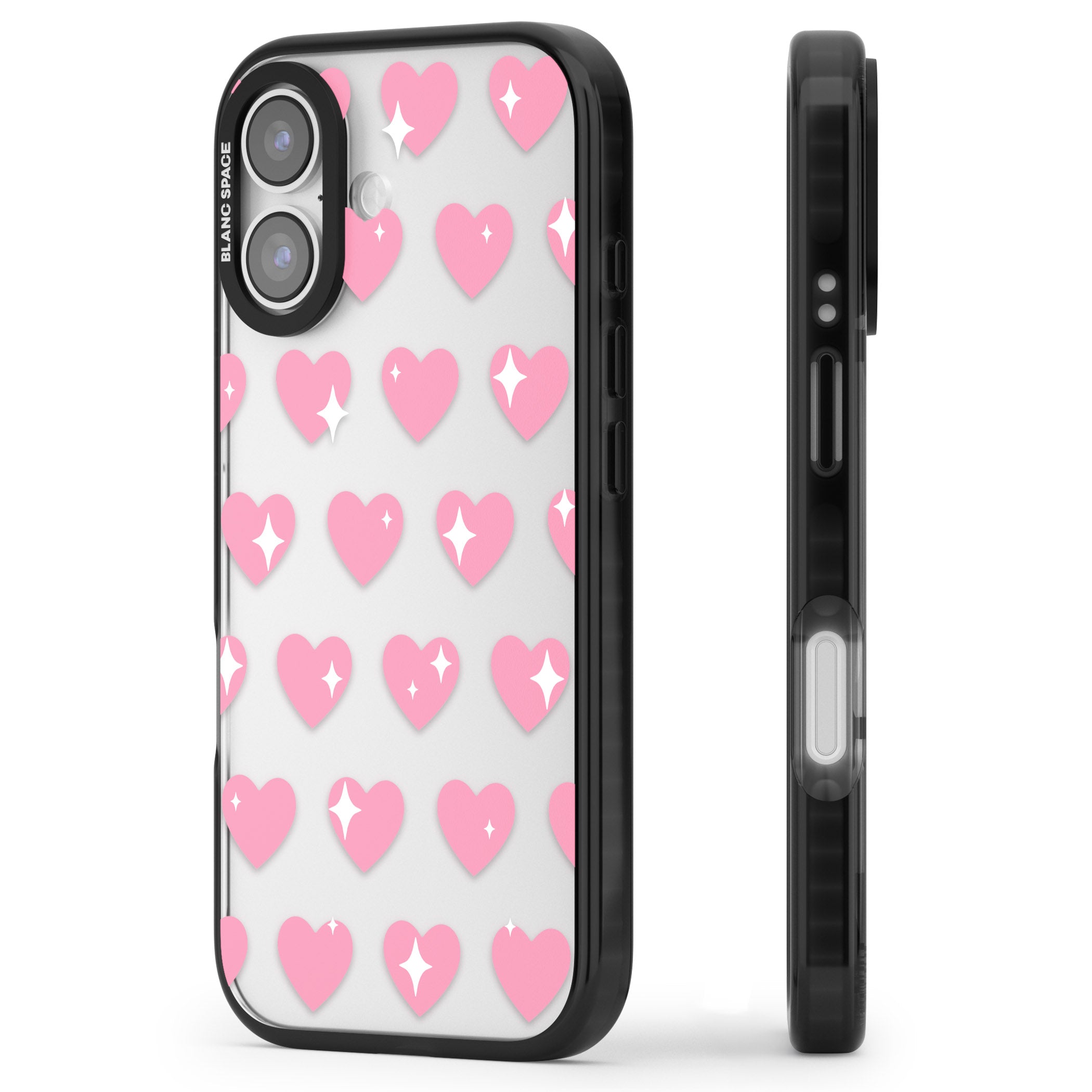 Sweet Hearts iPhone 17 Impact Black Phone Case Side Profile