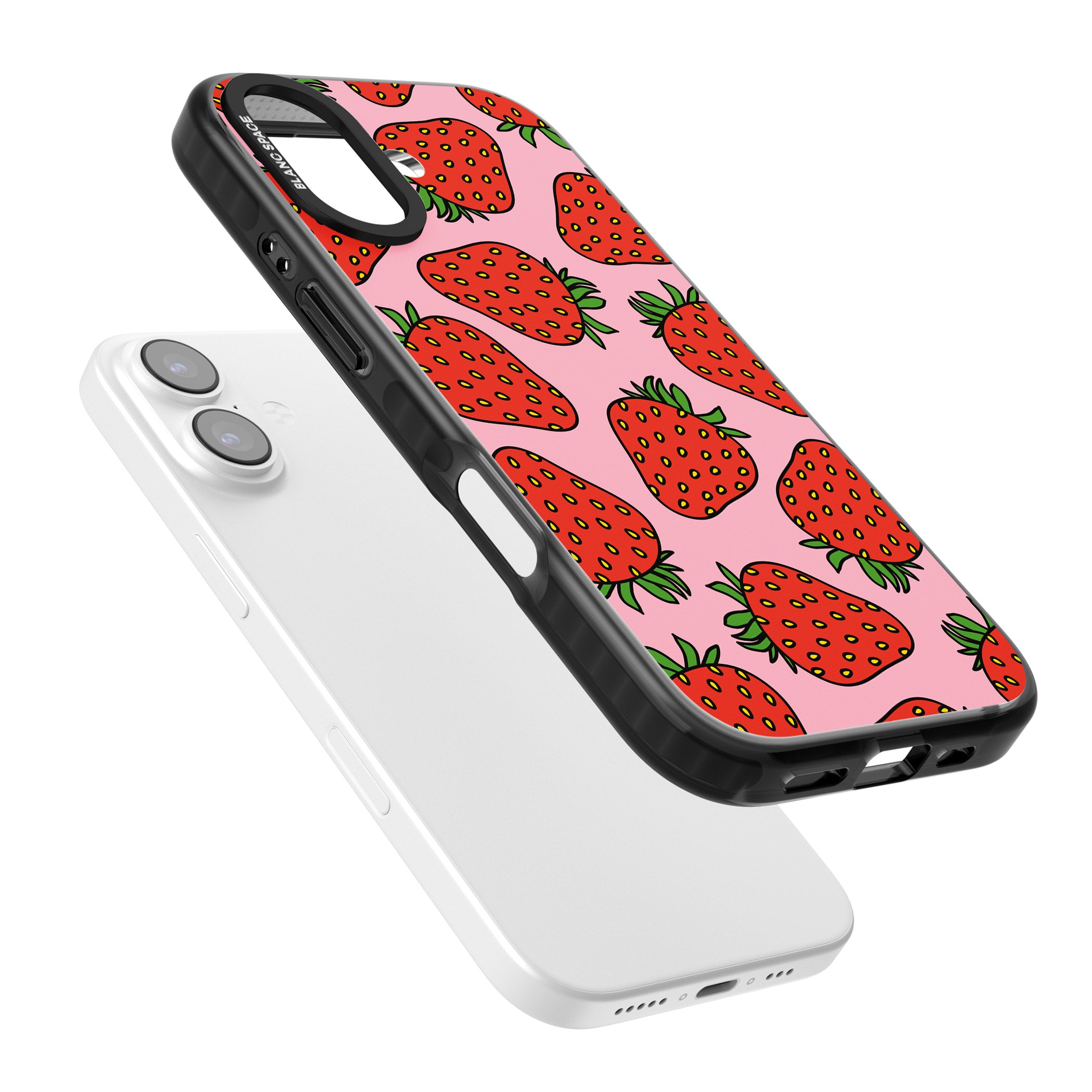 Strawberry Pattern (Pink) iPhone 17 Impact Black Phone Case Colours