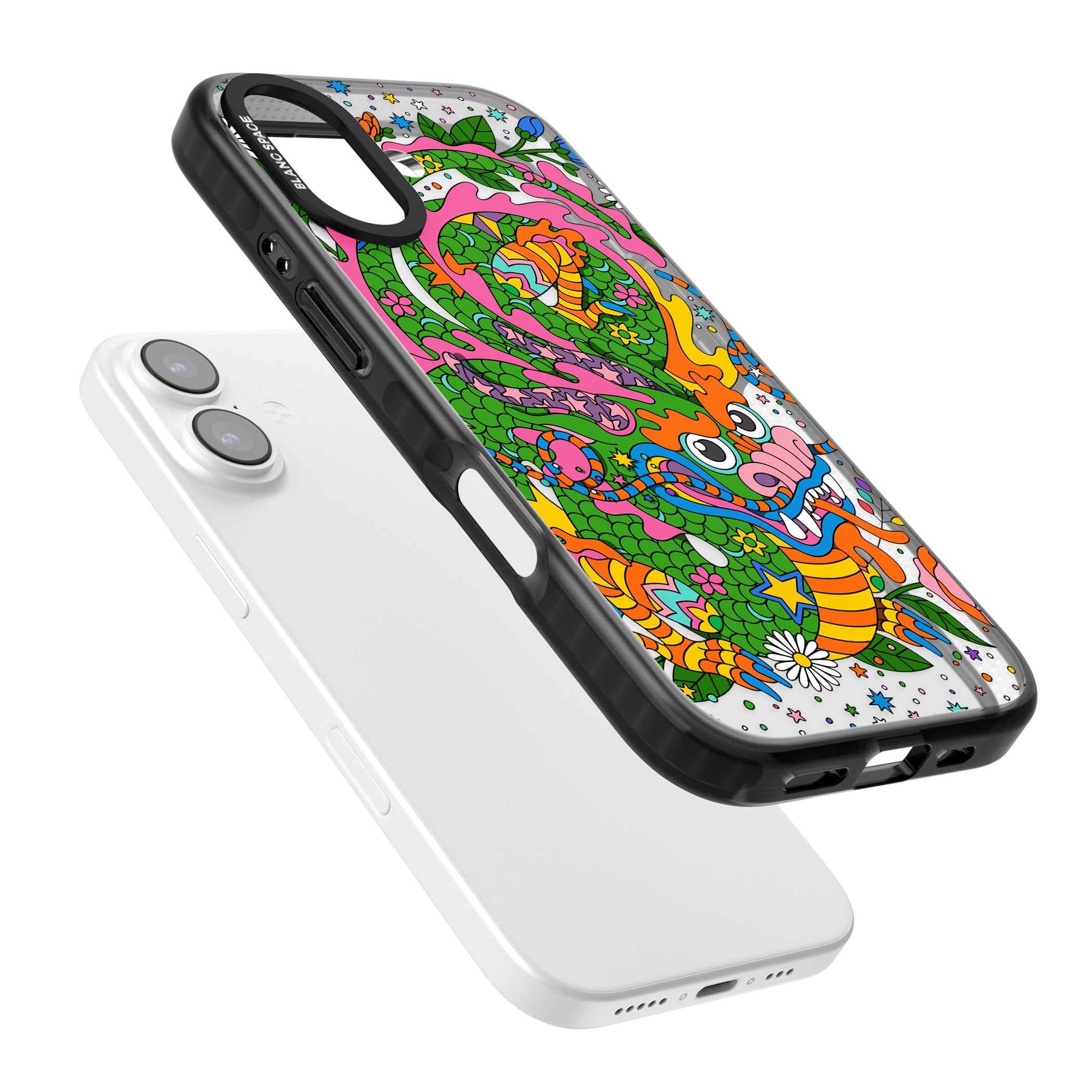 Psychedelic Jungle Dragon iPhone 17 Impact Black Phone Case Colours