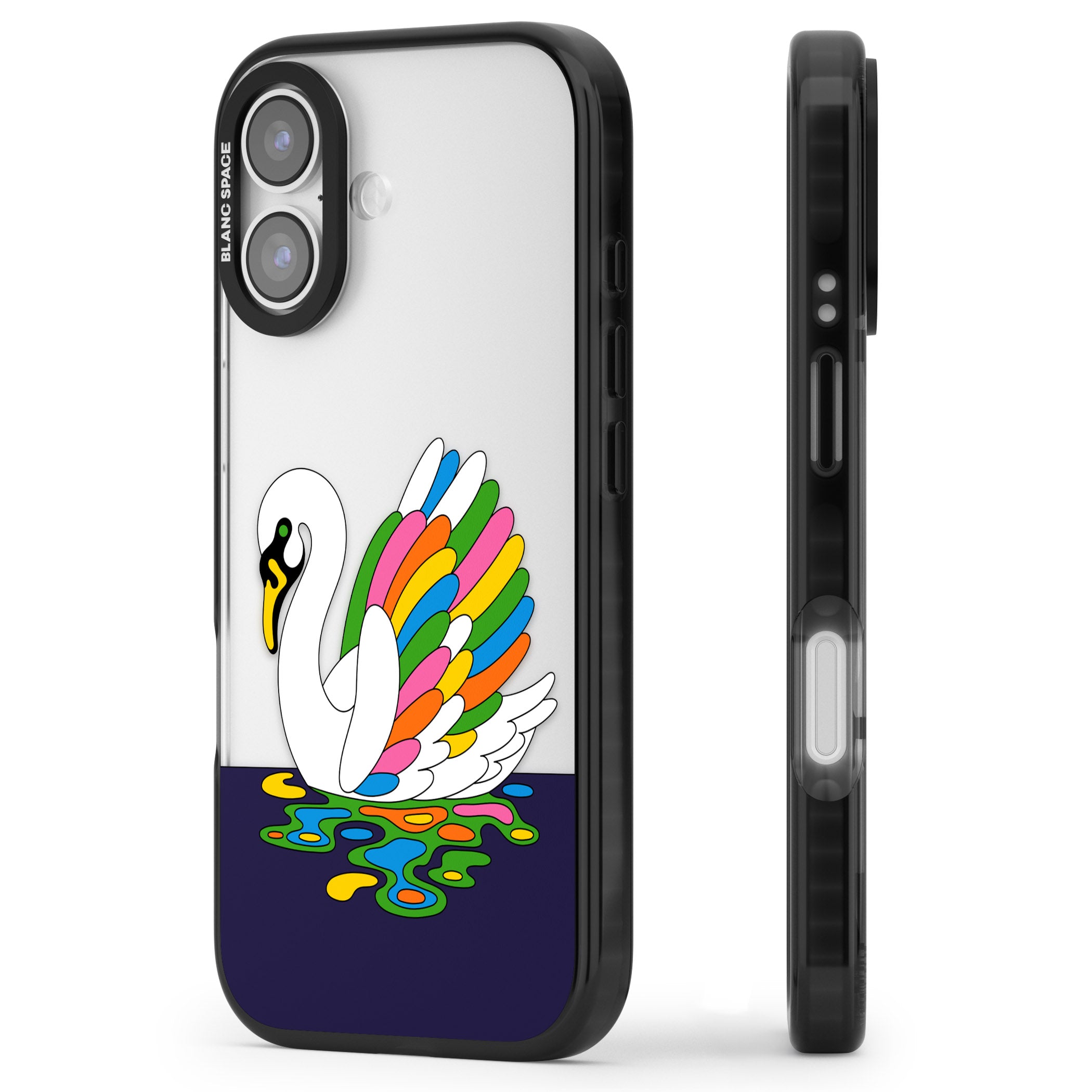 Serene Swan iPhone 17 Impact Black Phone Case Side Profile