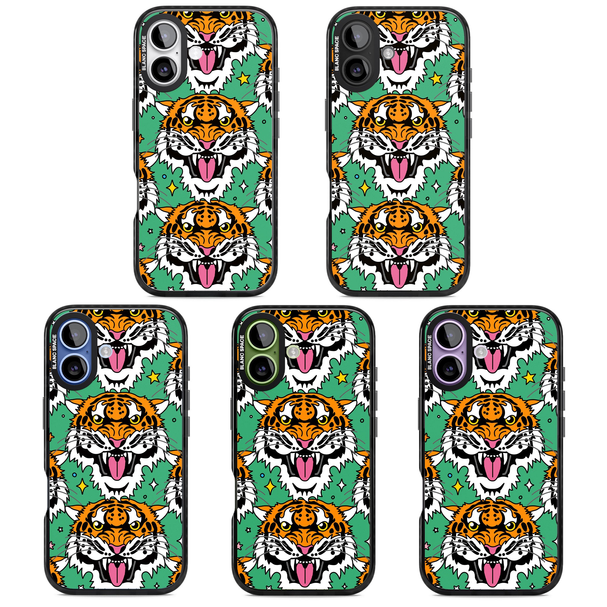 Fierce Jungle Tigers (Green) iPhone 17 Impact Black Phone Case APT Impact Protection