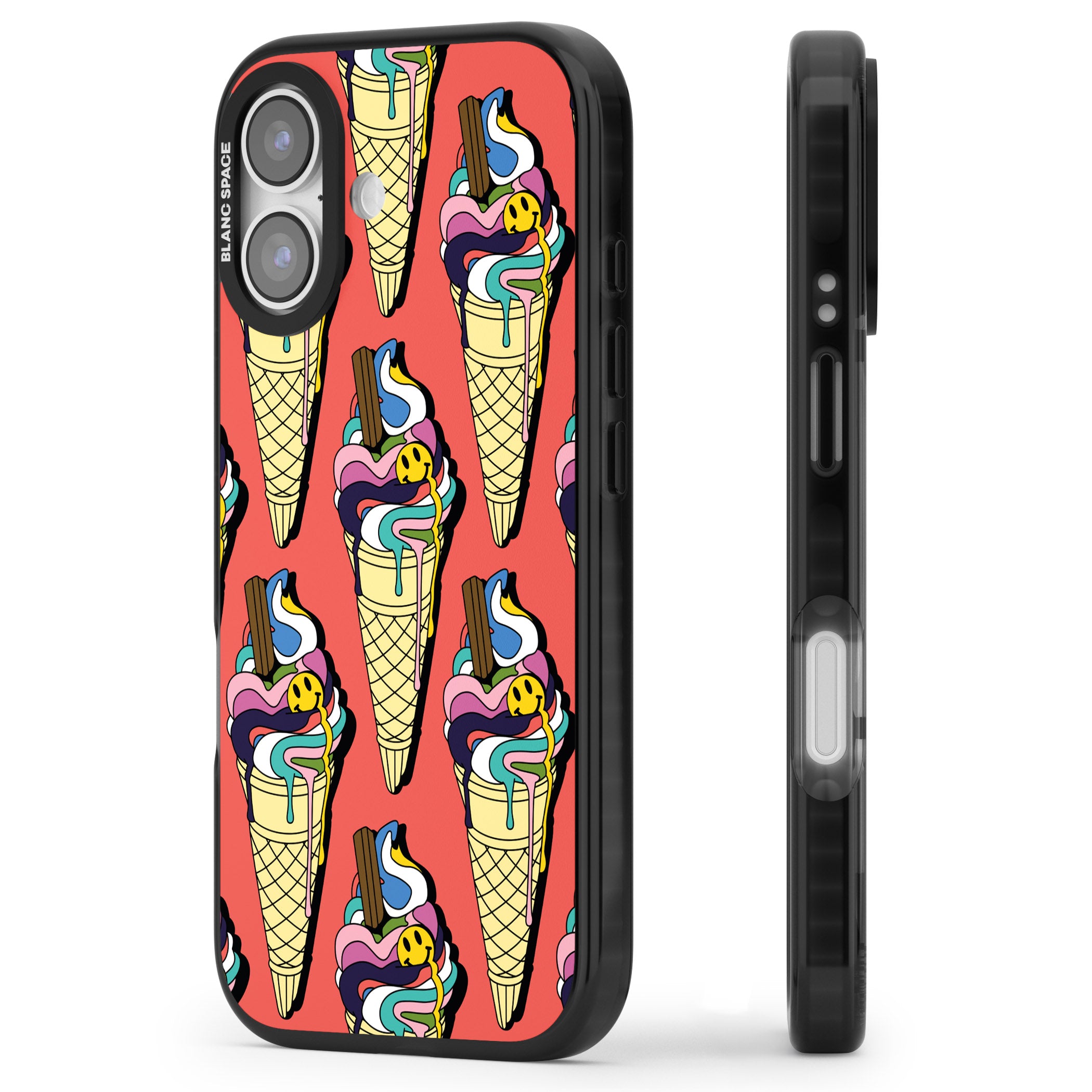 Trip & Drip Ice Cream (Red) iPhone 17 Impact Black Phone Case Side Profile