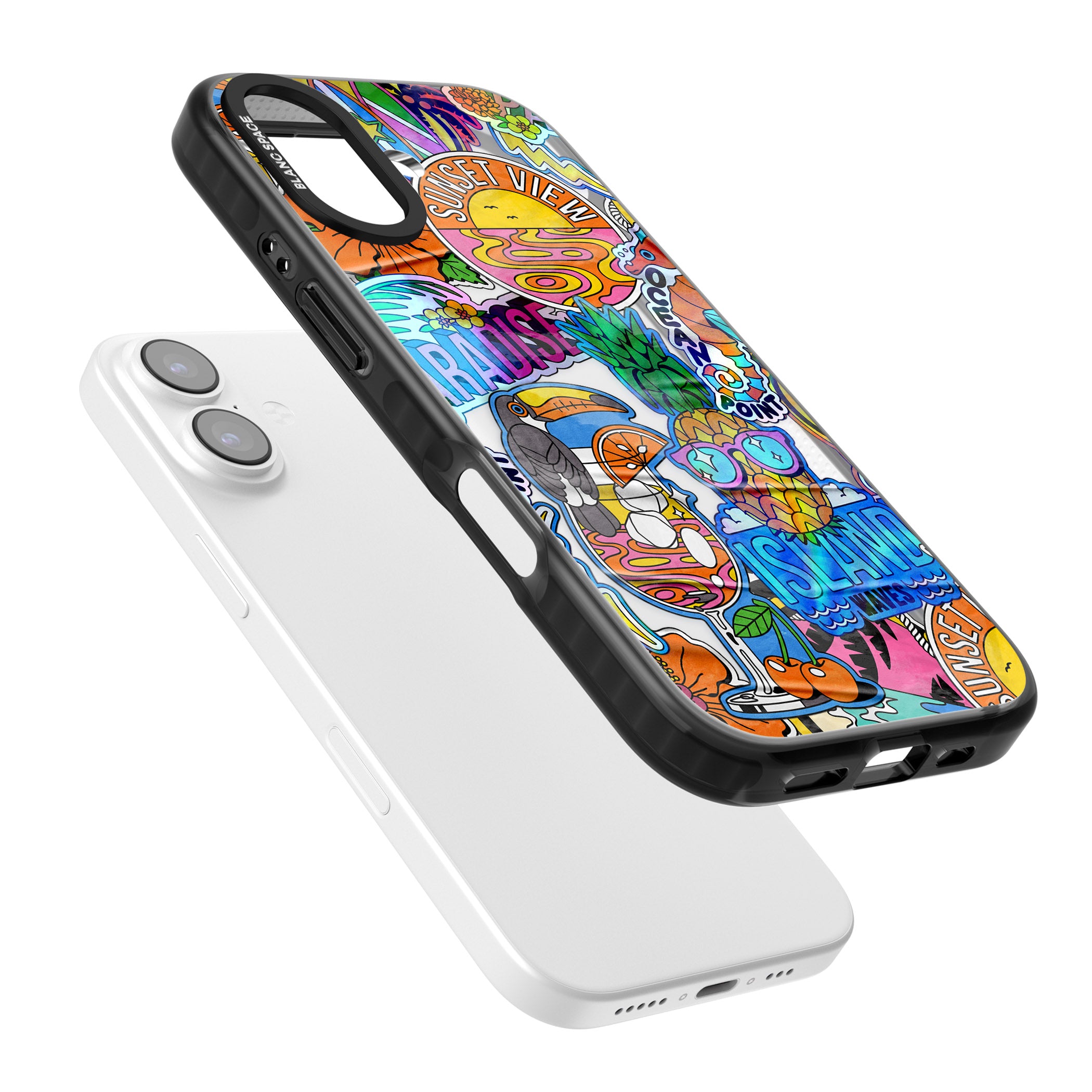 Tropical Vibes Collage iPhone 17 Impact Black Phone Case Colours