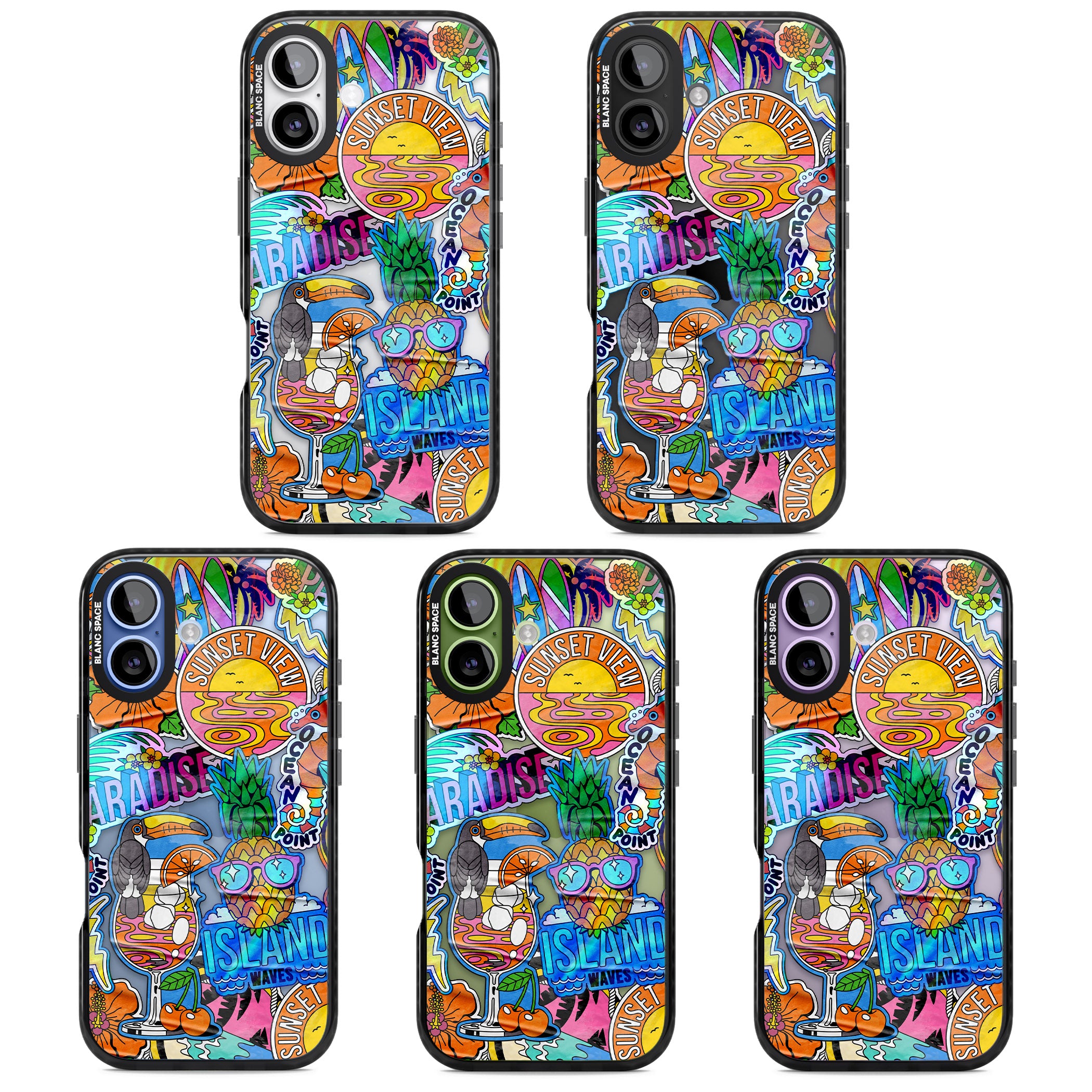 Tropical Vibes Collage iPhone 17 Impact Black Phone Case APT Impact Protection
