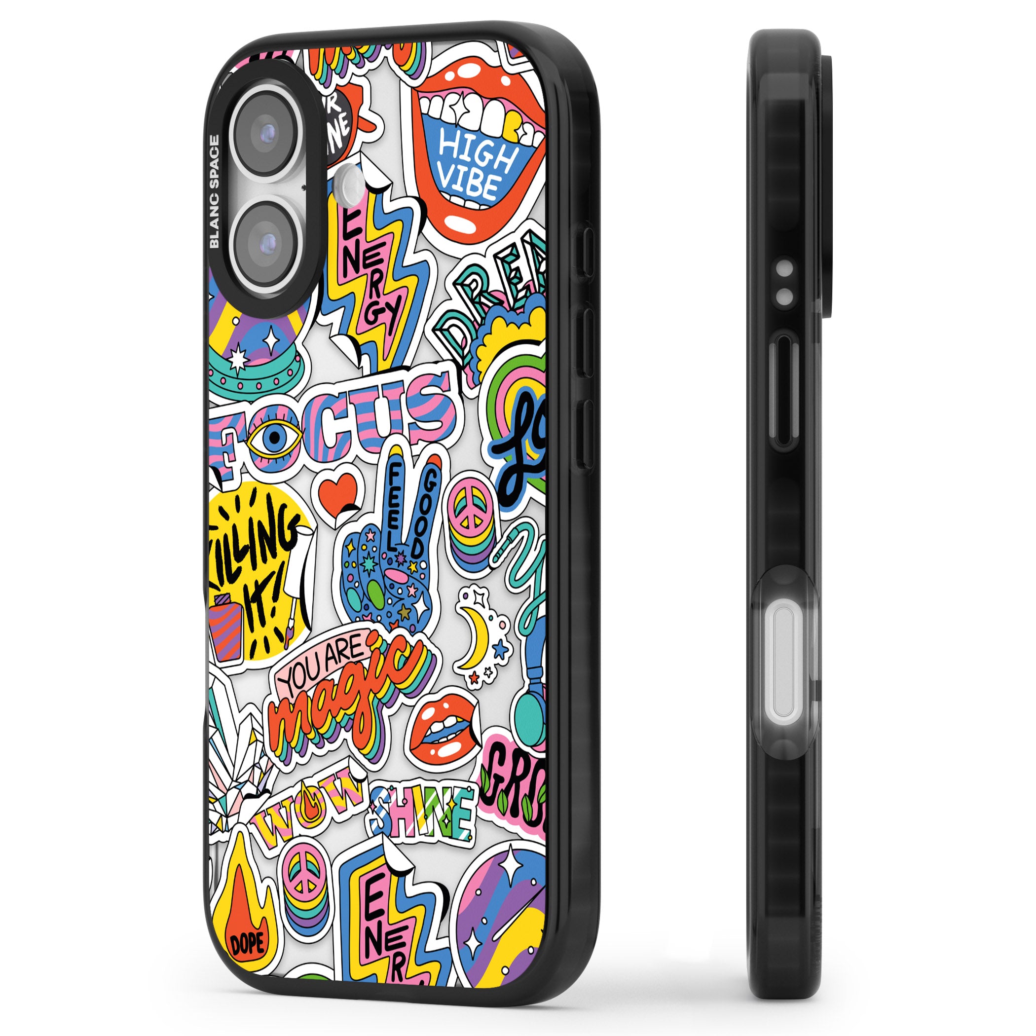 Magic Sticker Collage iPhone 17 Impact Black Phone Case Side Profile