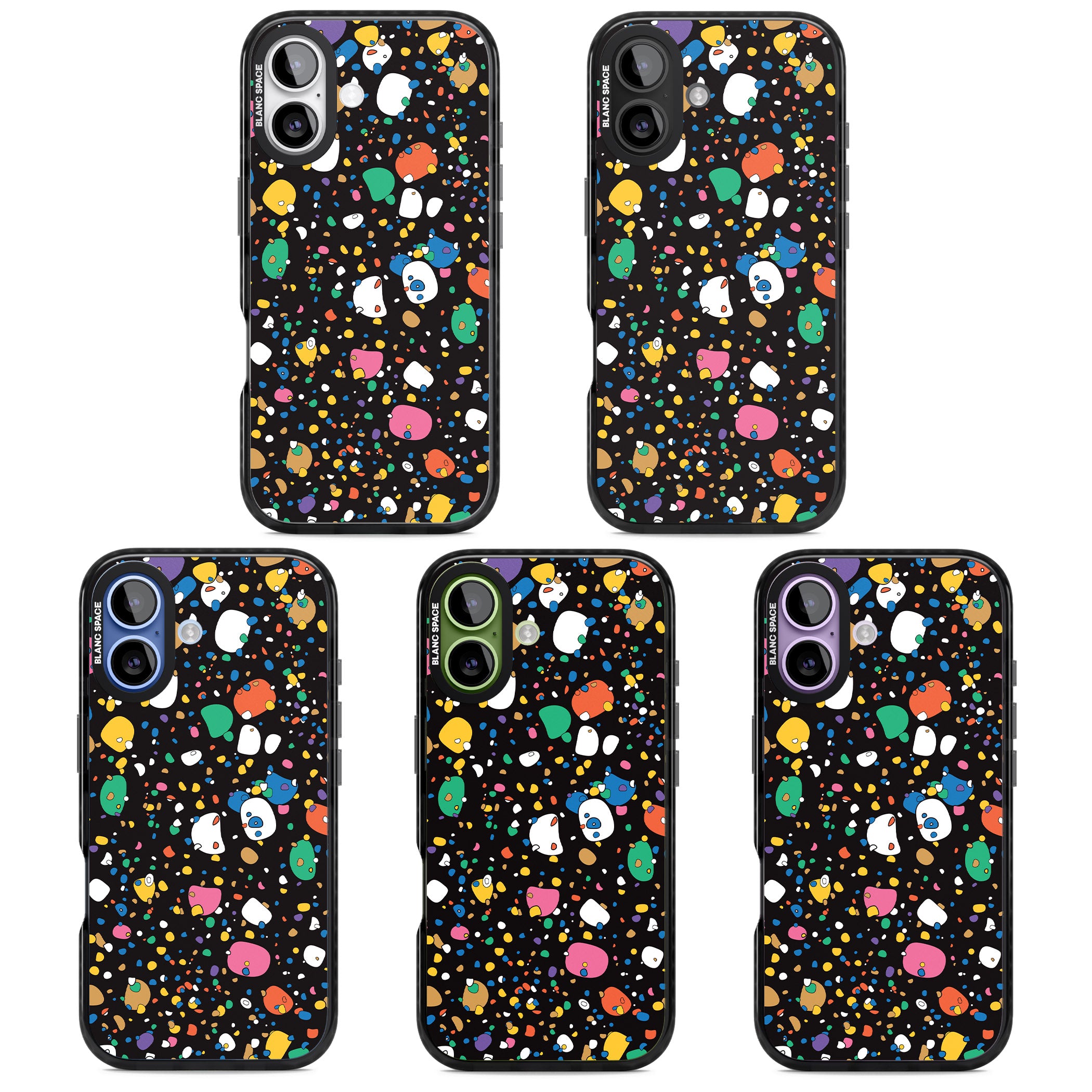 Colourful Confetti Pebbles (Black) iPhone 17 Impact Black Phone Case APT Impact Protection