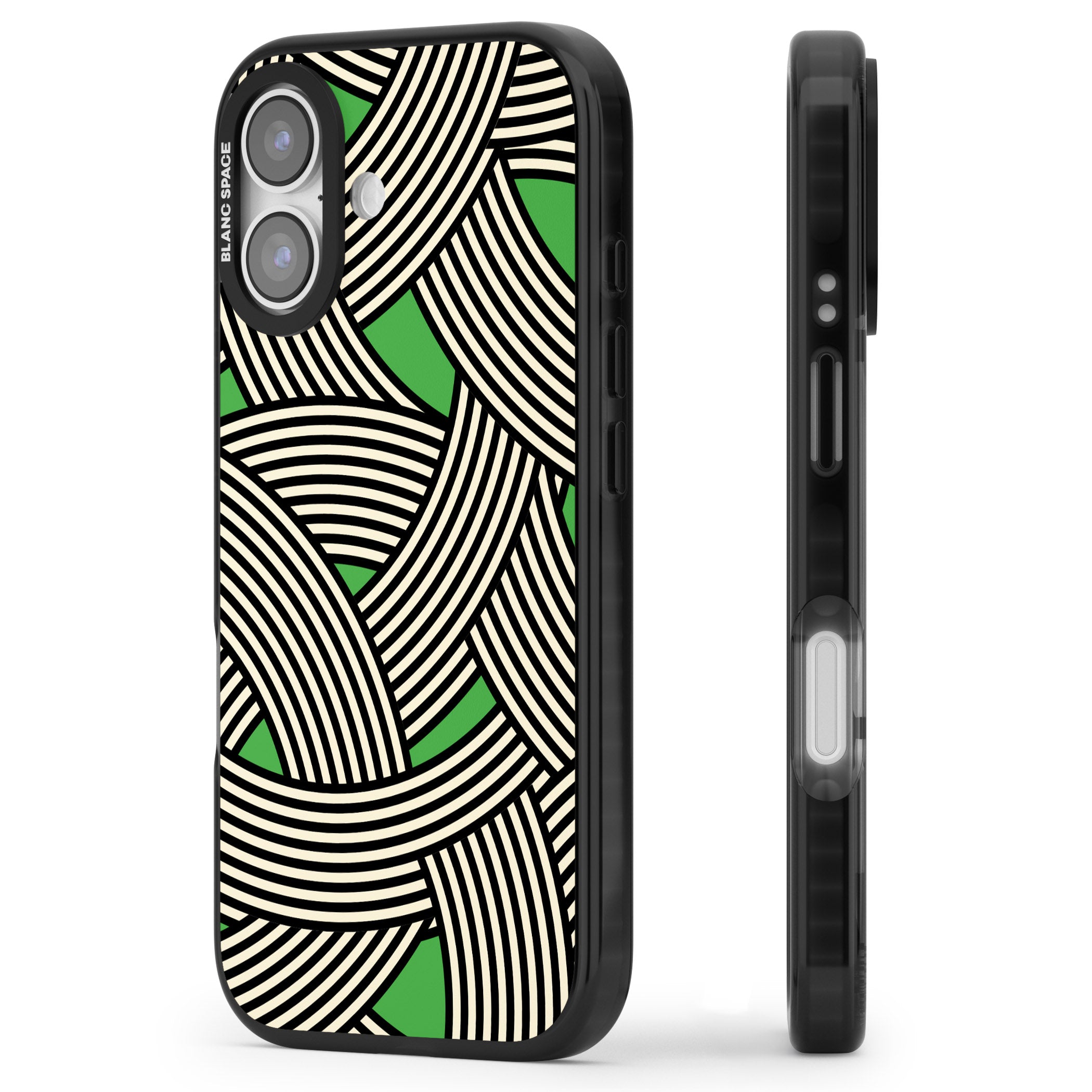 Green Optic Waves iPhone 17 Impact Black Phone Case Side Profile