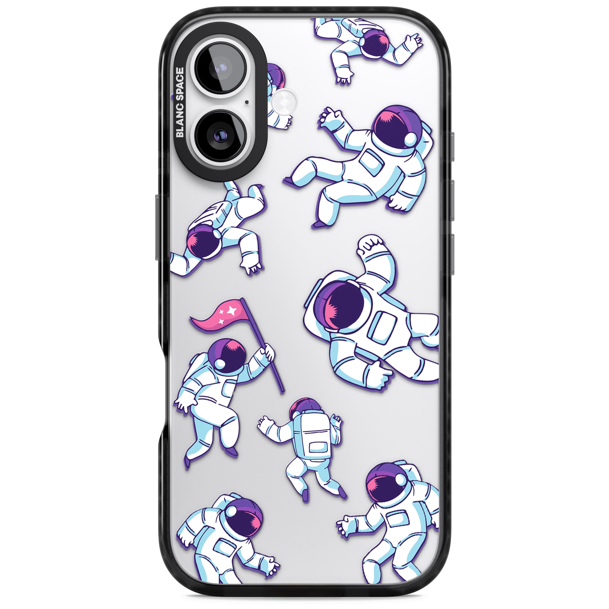 Astronaut Pattern iPhone 17 Impact Black Phone Case