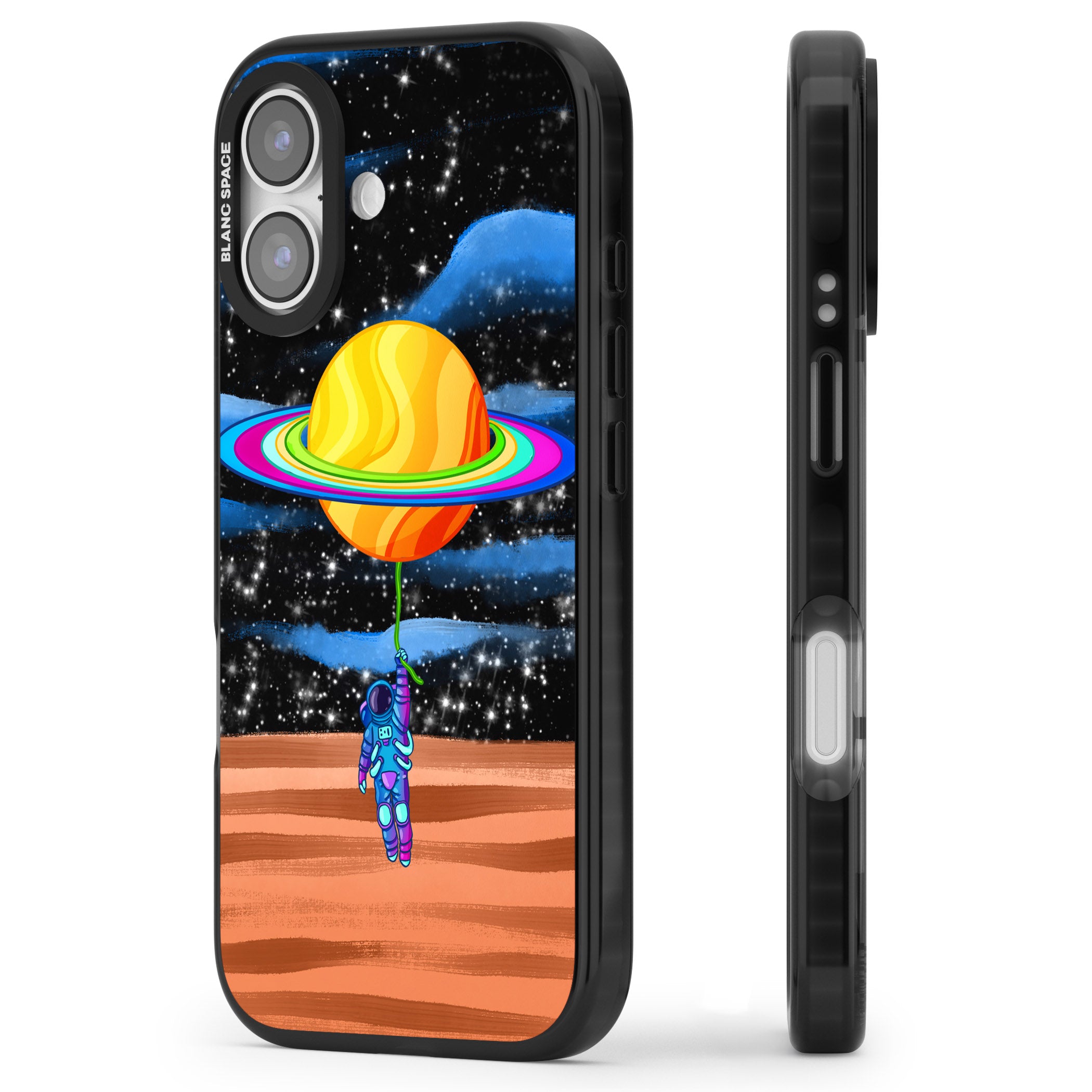 World On Helium iPhone 17 Impact Black Phone Case Side Profile