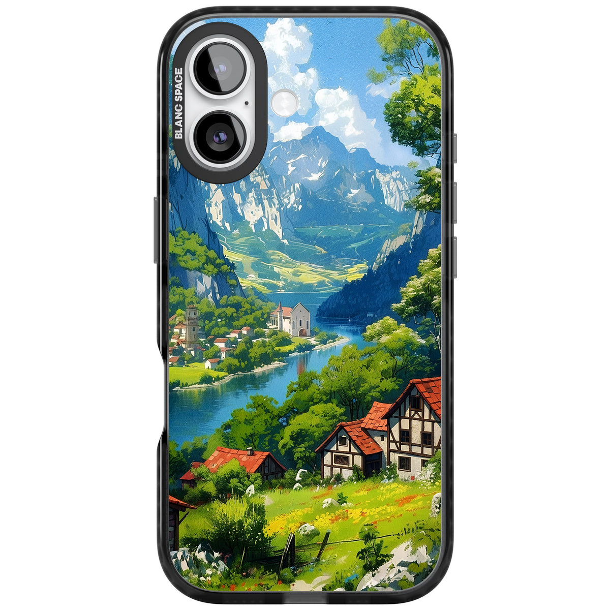 Village In The Valley iPhone 16 / iPhone 16 Plus / iPhone 17 Impact Black Phone Case front