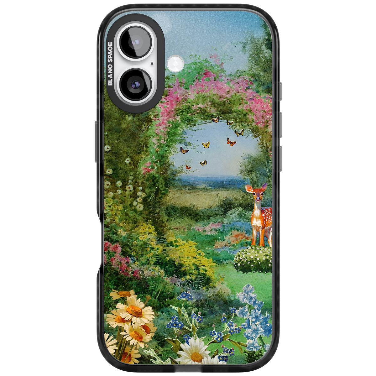 Flourishing Meadow iPhone 16 / iPhone 16 Plus / iPhone 17 Impact Black Phone Case front