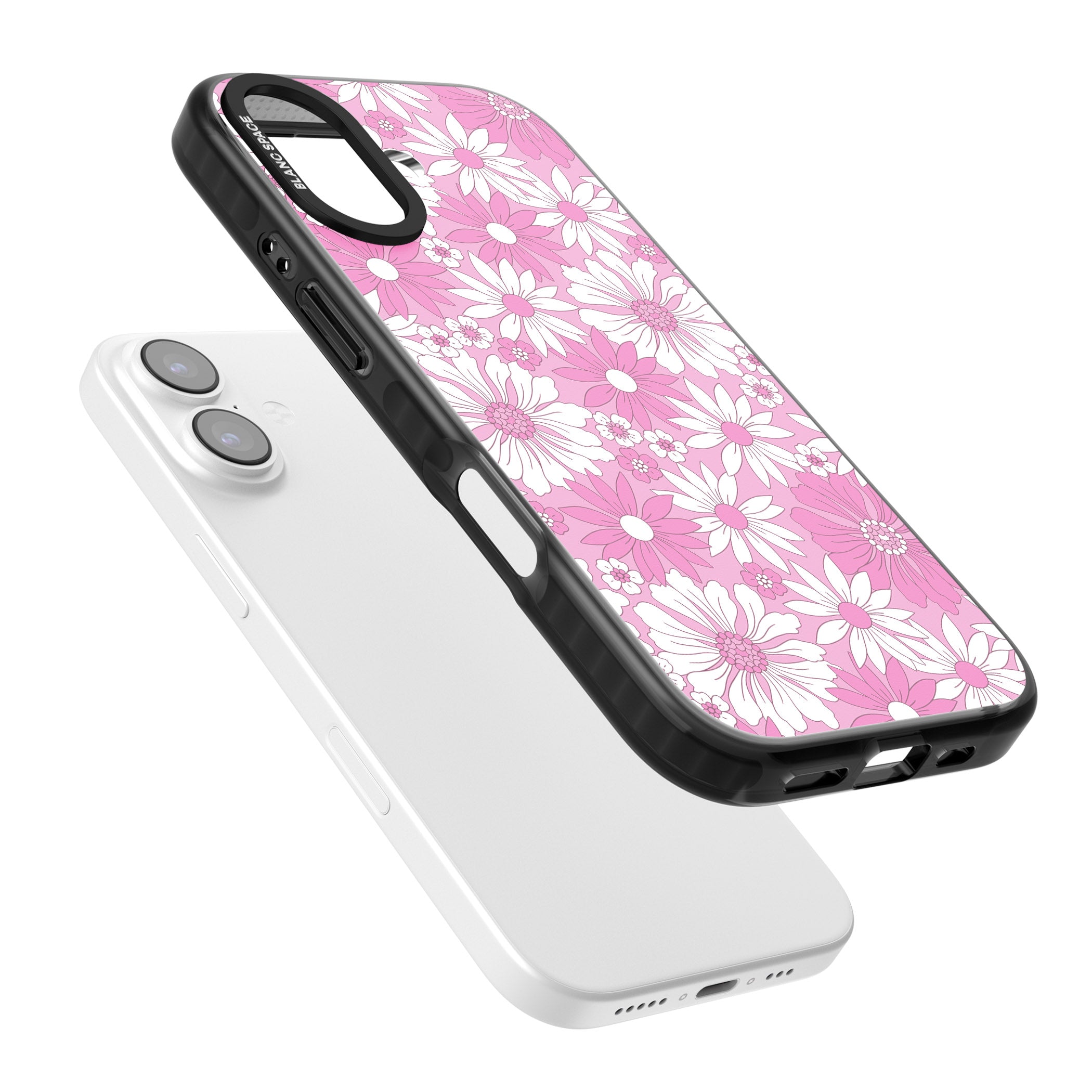 Pink White Flowers iPhone 17 Impact Black Phone Case Colours