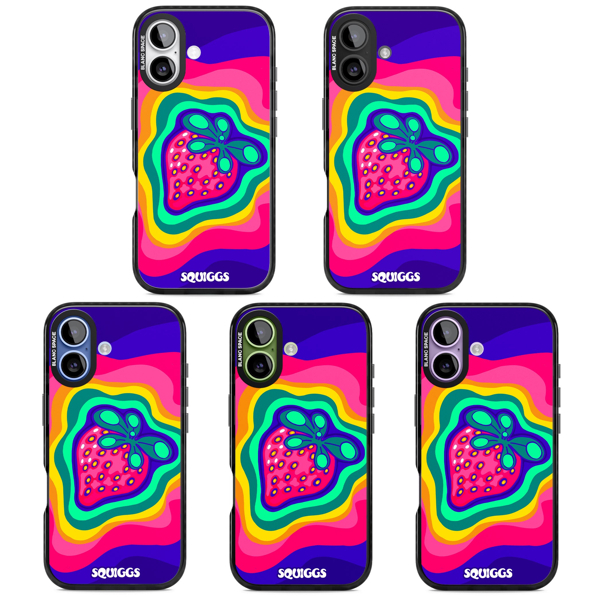 Strawberry Rainbow iPhone 17 Impact Black Phone Case APT Impact Protection