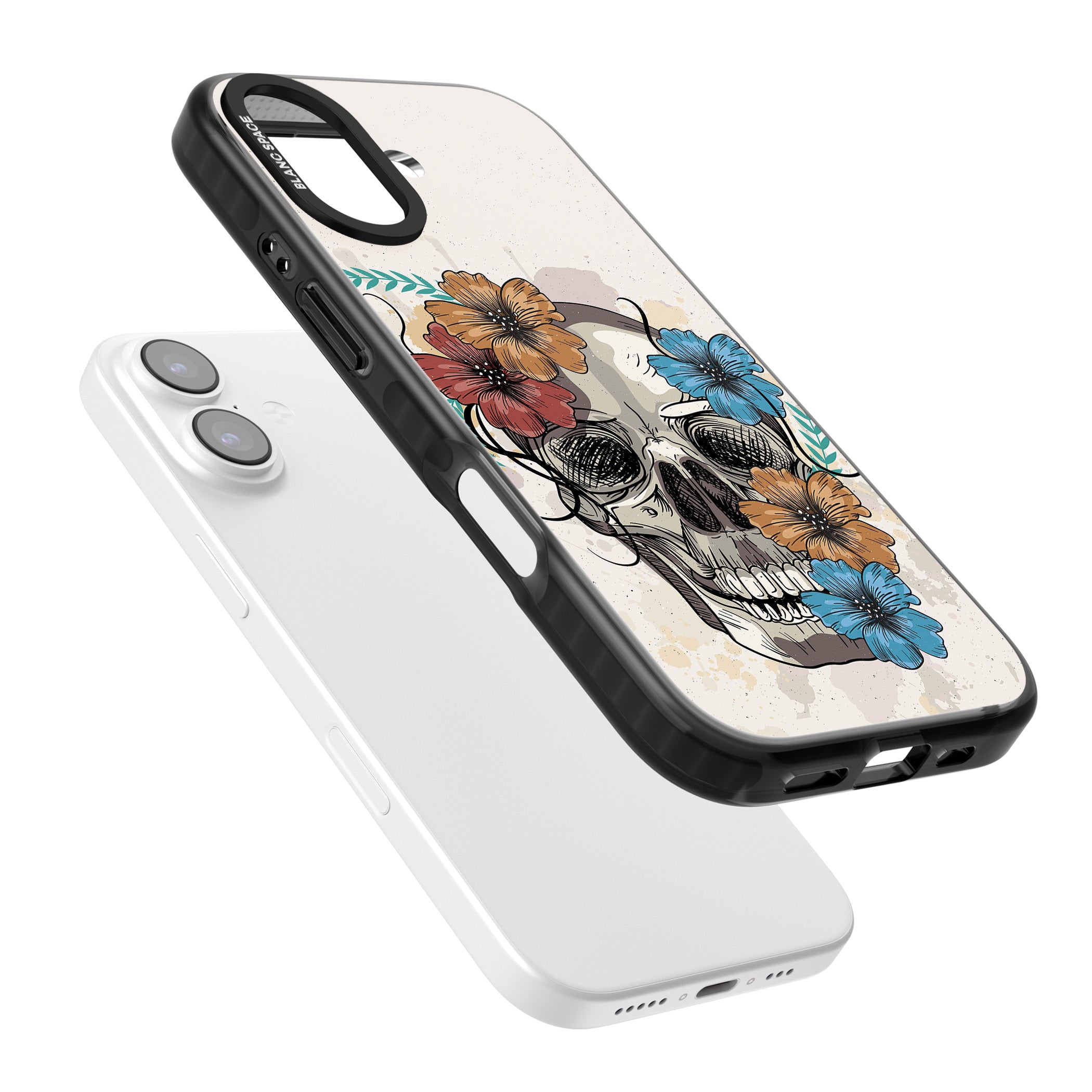 Sugar Skull Floral iPhone 17 Impact Black Phone Case Colours