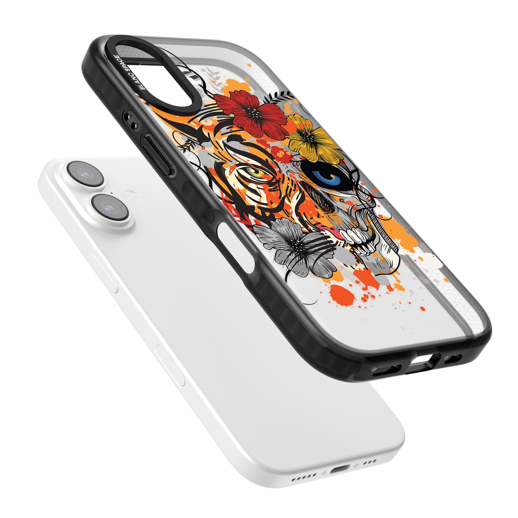 Sugar Skull Tiger Floral iPhone 17 Impact Black Phone Case Colours