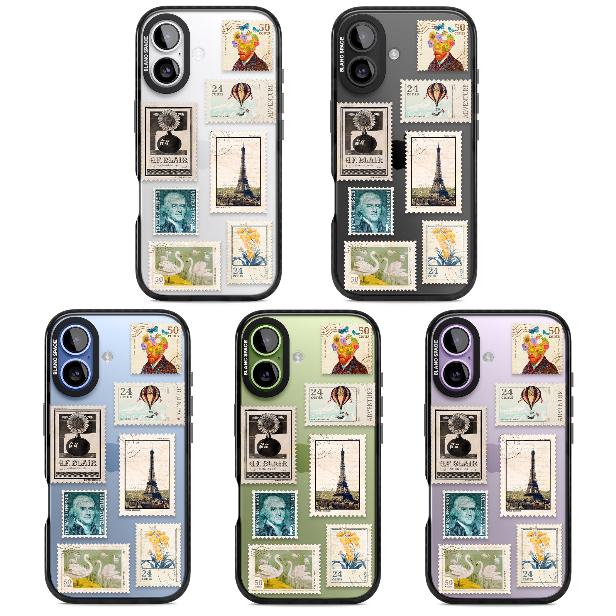 Vintage Stamps iPhone 17 Impact Black Phone Case APT Impact Protection