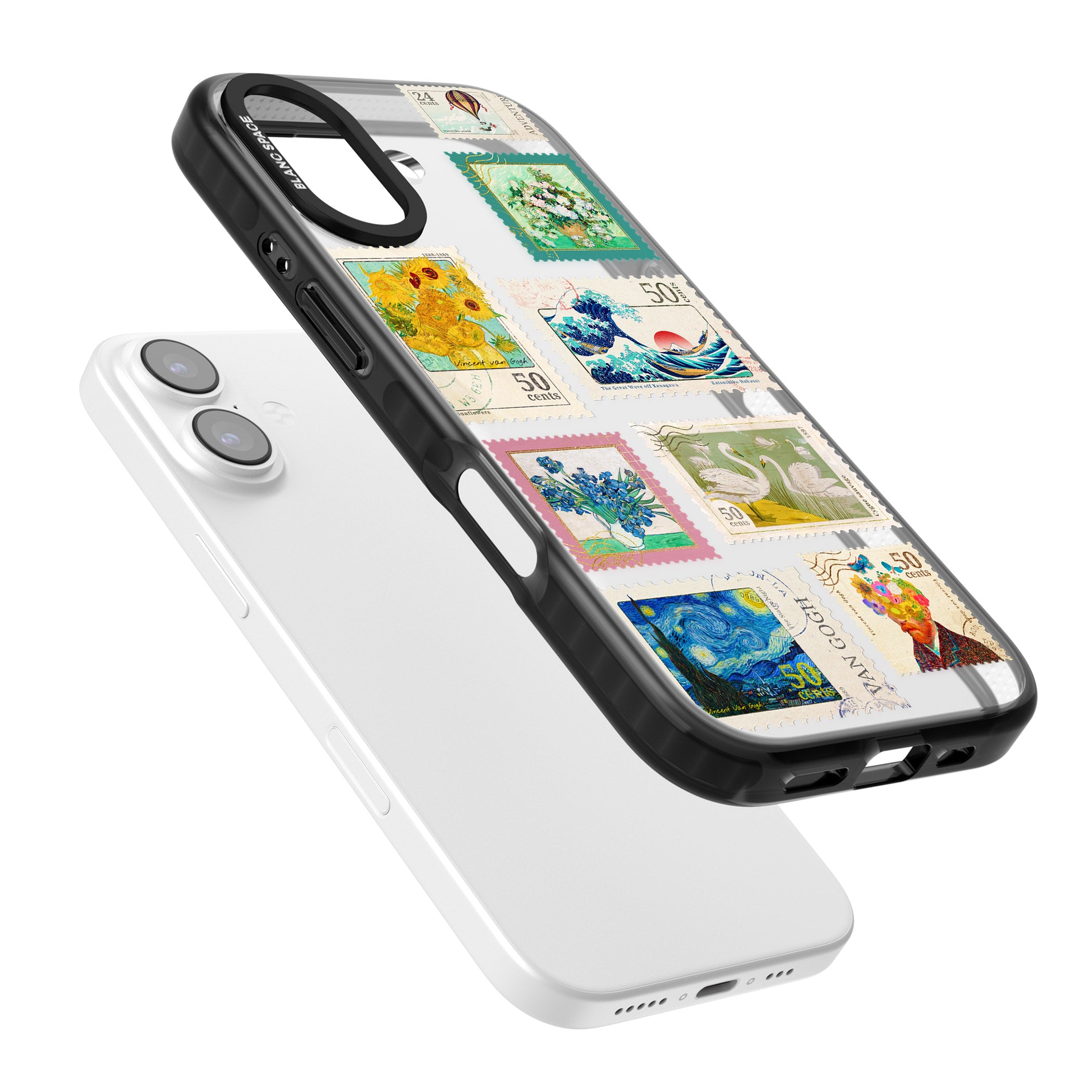 Vintage Art Stamps iPhone 17 Impact Black Phone Case Colours