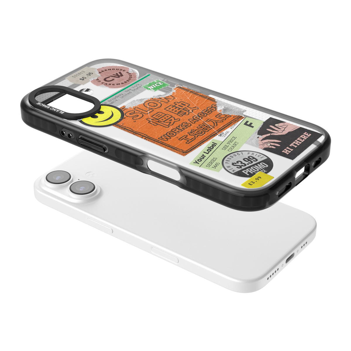 Slow Works iPhone 16 / iPhone 16 Plus / iPhone 17 Impact Black Phone Case angled