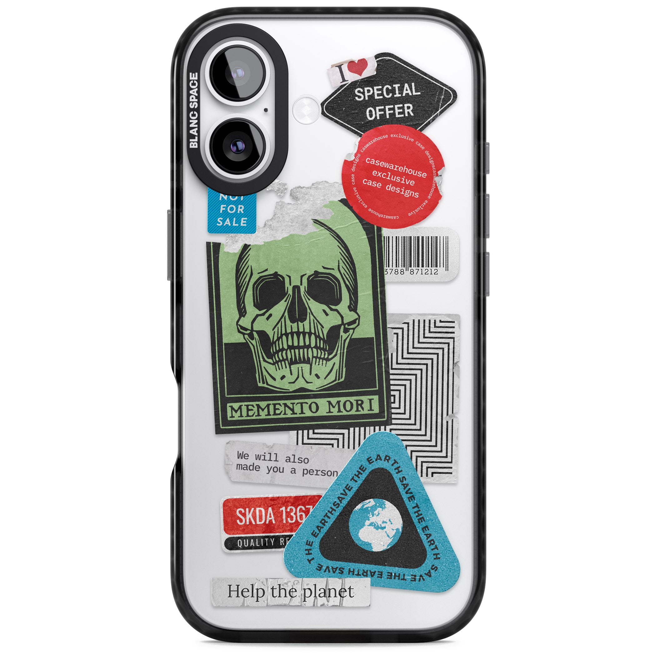 Skull Sticker Mix iPhone 17 Impact Black Phone Case