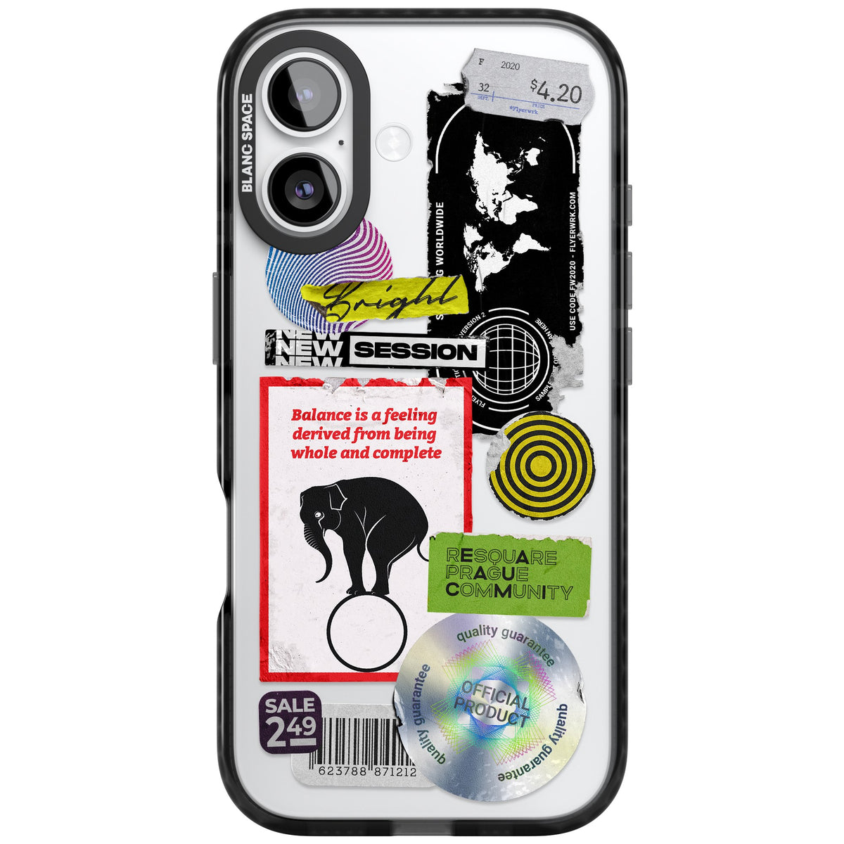 Analog Stickers iPhone 16 / iPhone 16 Plus / iPhone 17 Impact Black Phone Case front