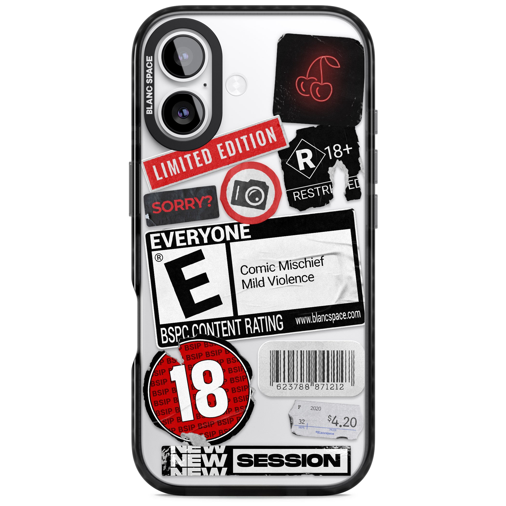 Rated 18+ Sticker Mix iPhone 17 Impact Black Phone Case