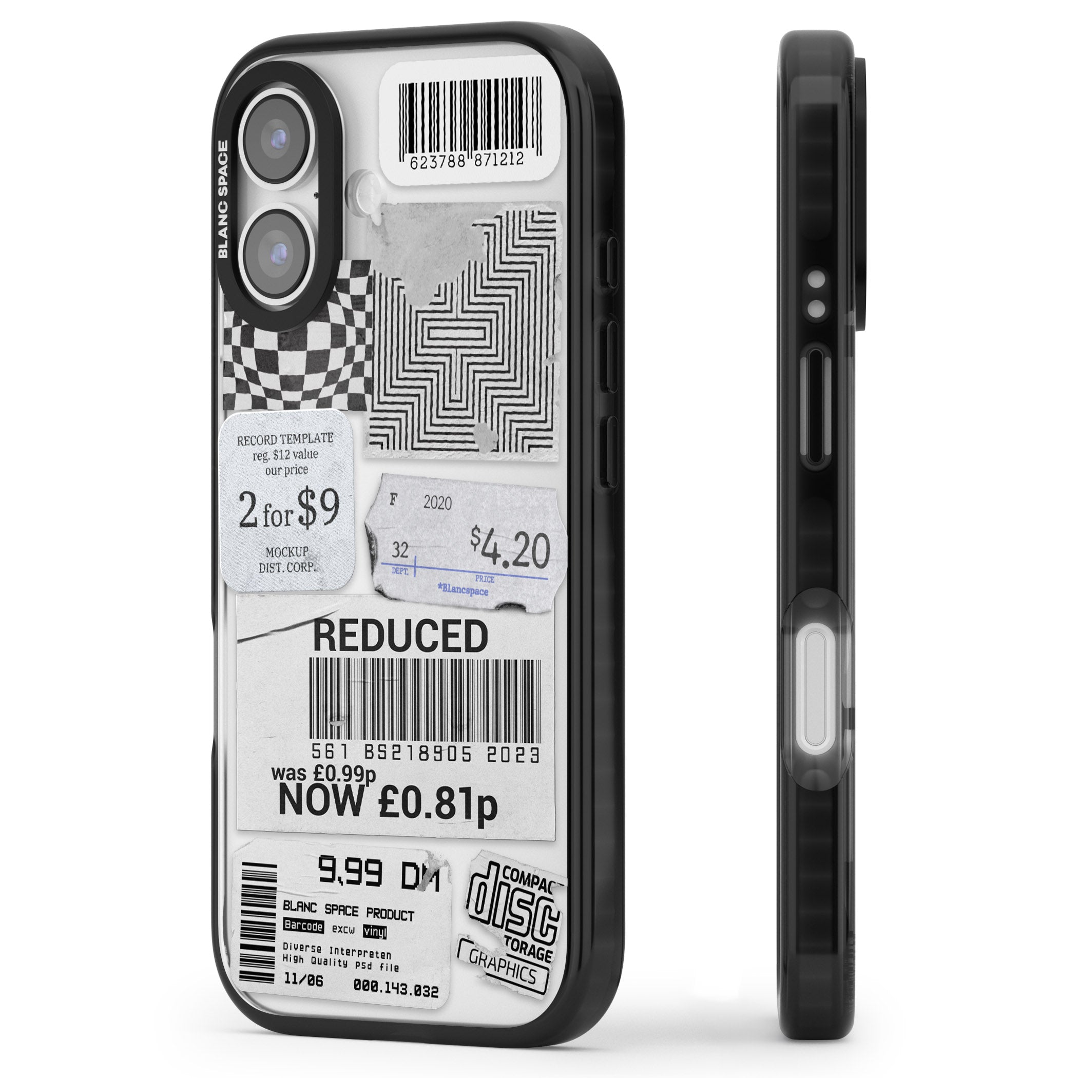 White Sticker Mix iPhone 17 Impact Black Phone Case Side Profile