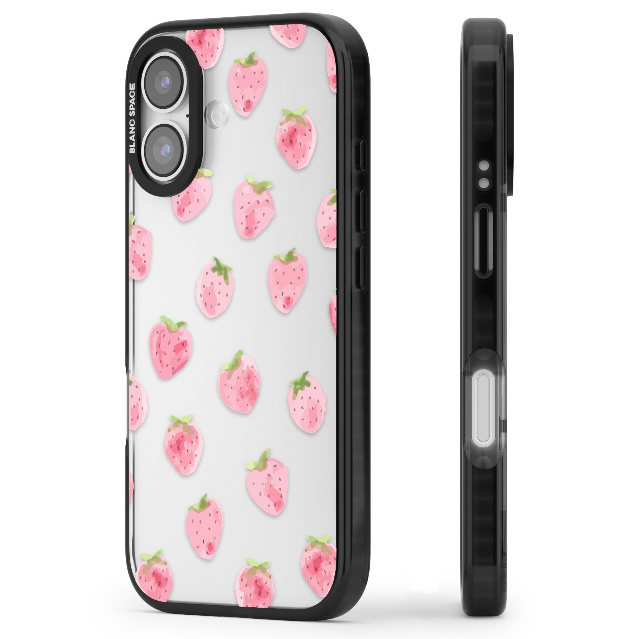 Classic Strawberry iPhone 17 Impact Black Phone Case Side Profile