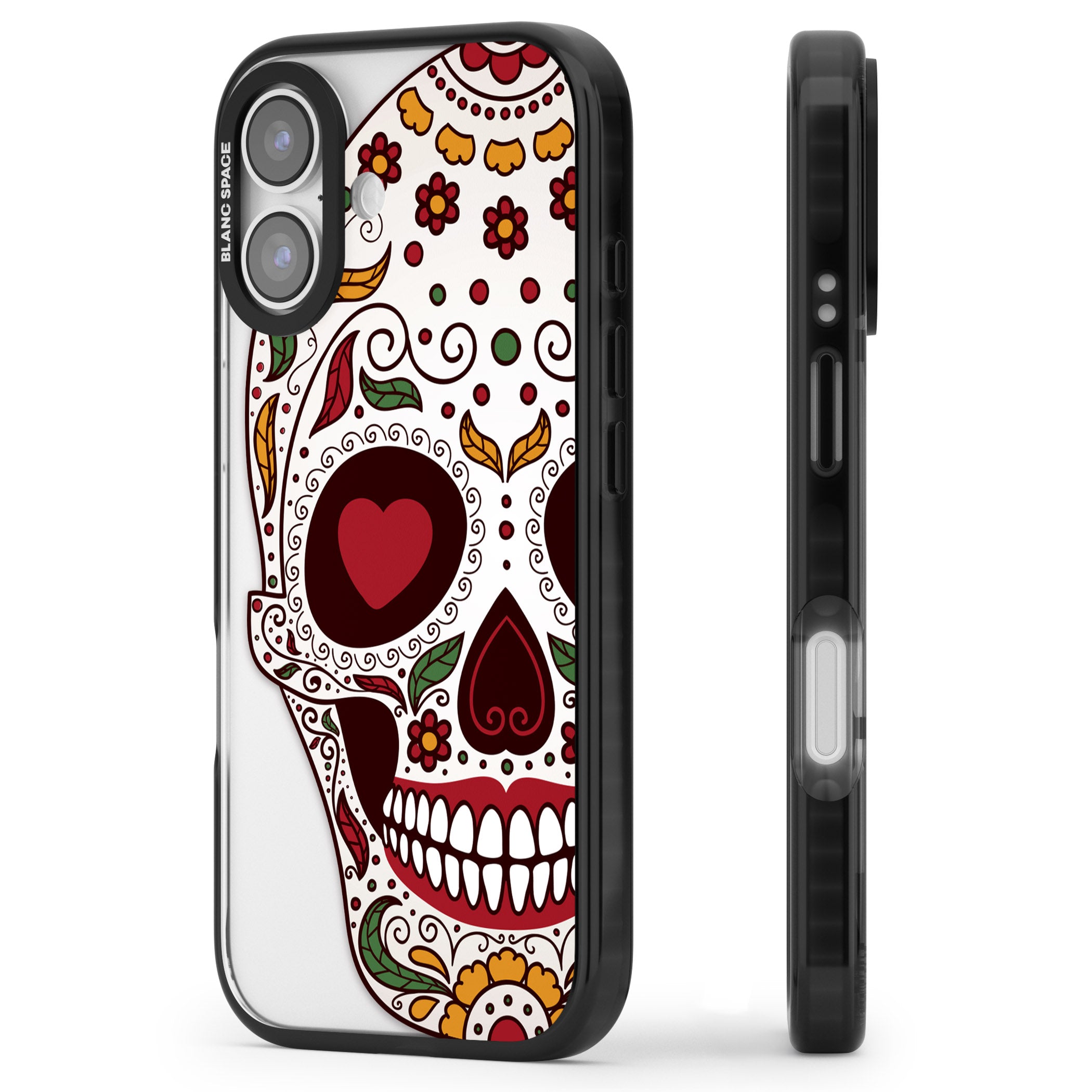Autumn Sugar Skull iPhone 17 Impact Black Phone Case Side Profile