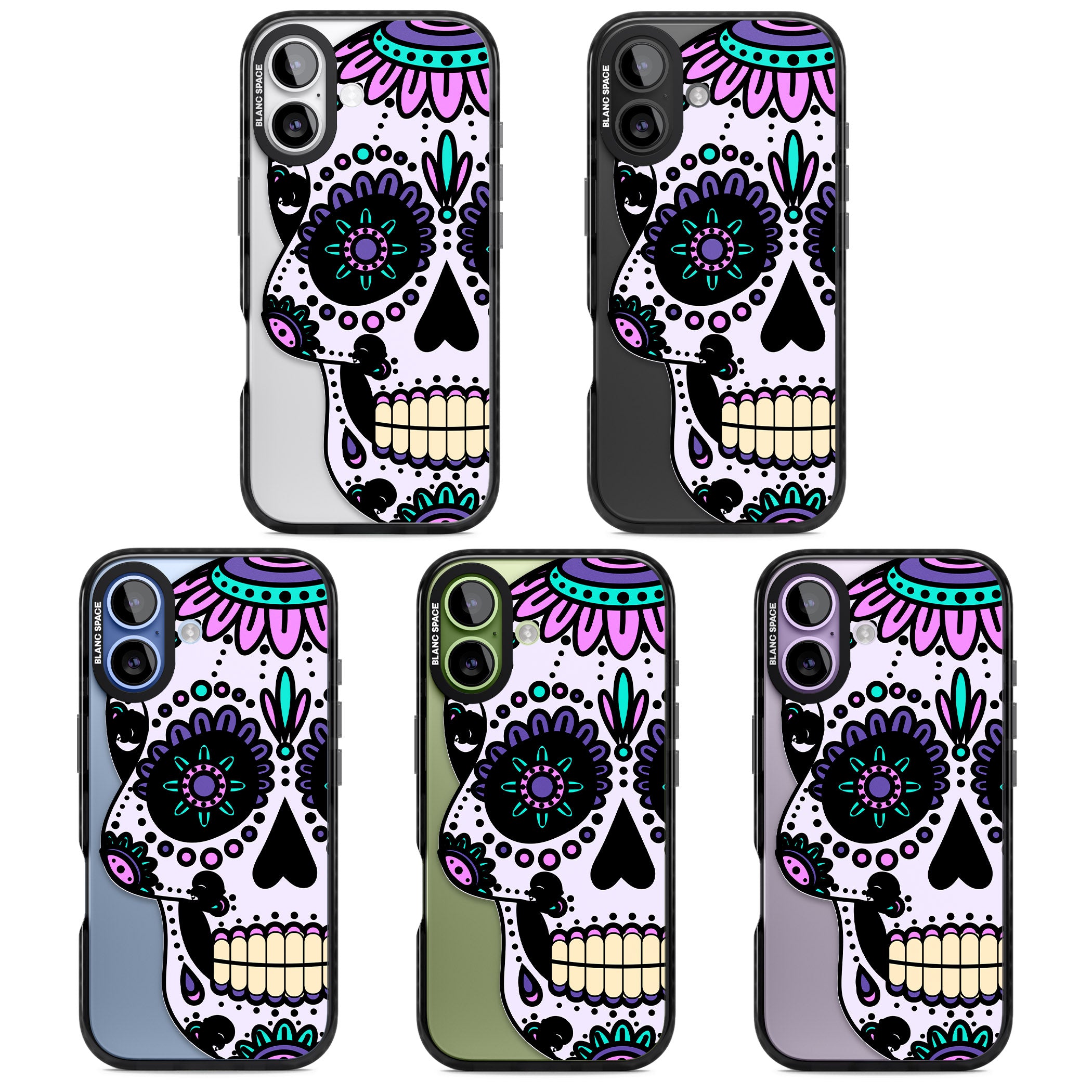 Violet Sugar Skull iPhone 17 Impact Black Phone Case APT Impact Protection