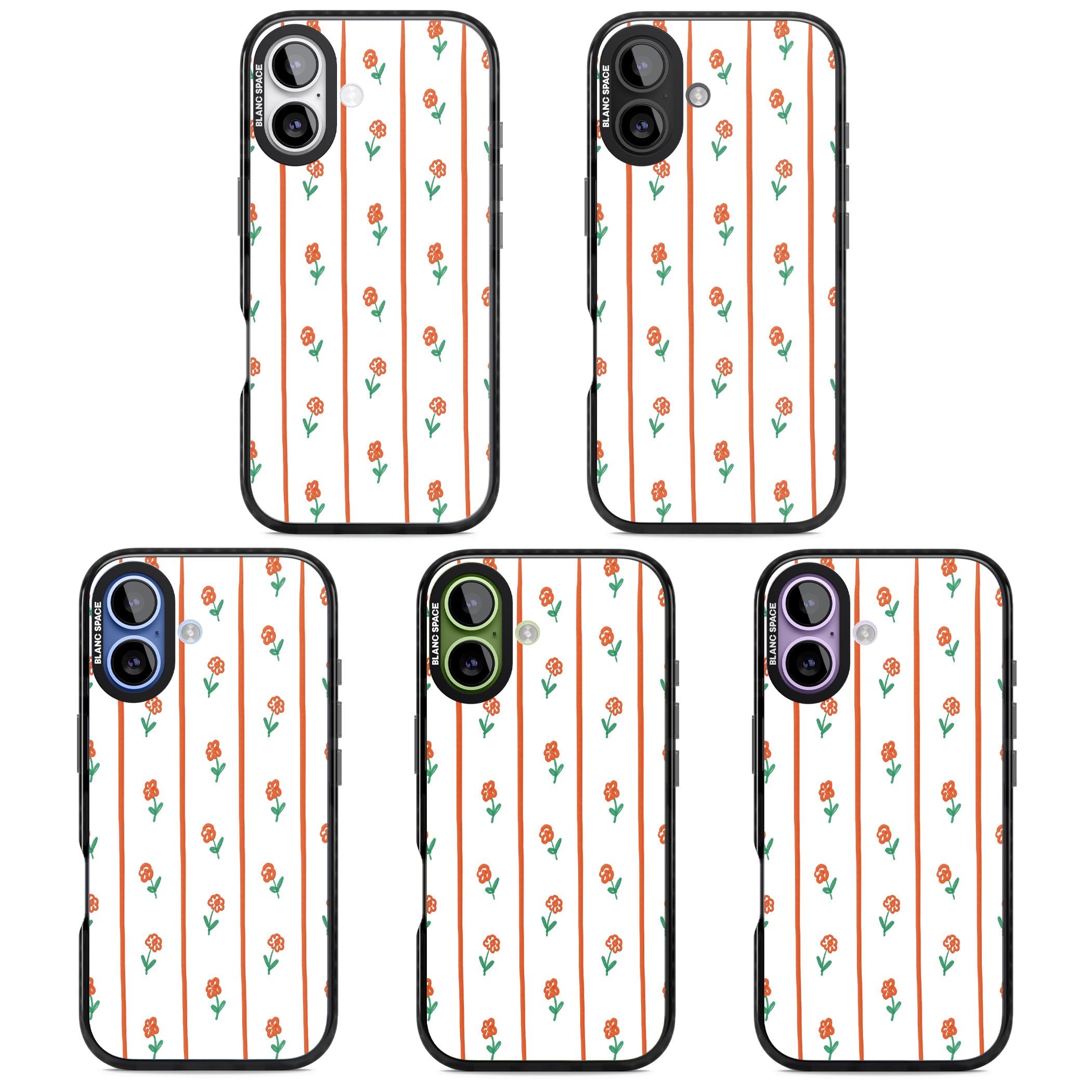 Minimal Floral Stripe iPhone 17 Impact Black Phone Case APT Impact Protection