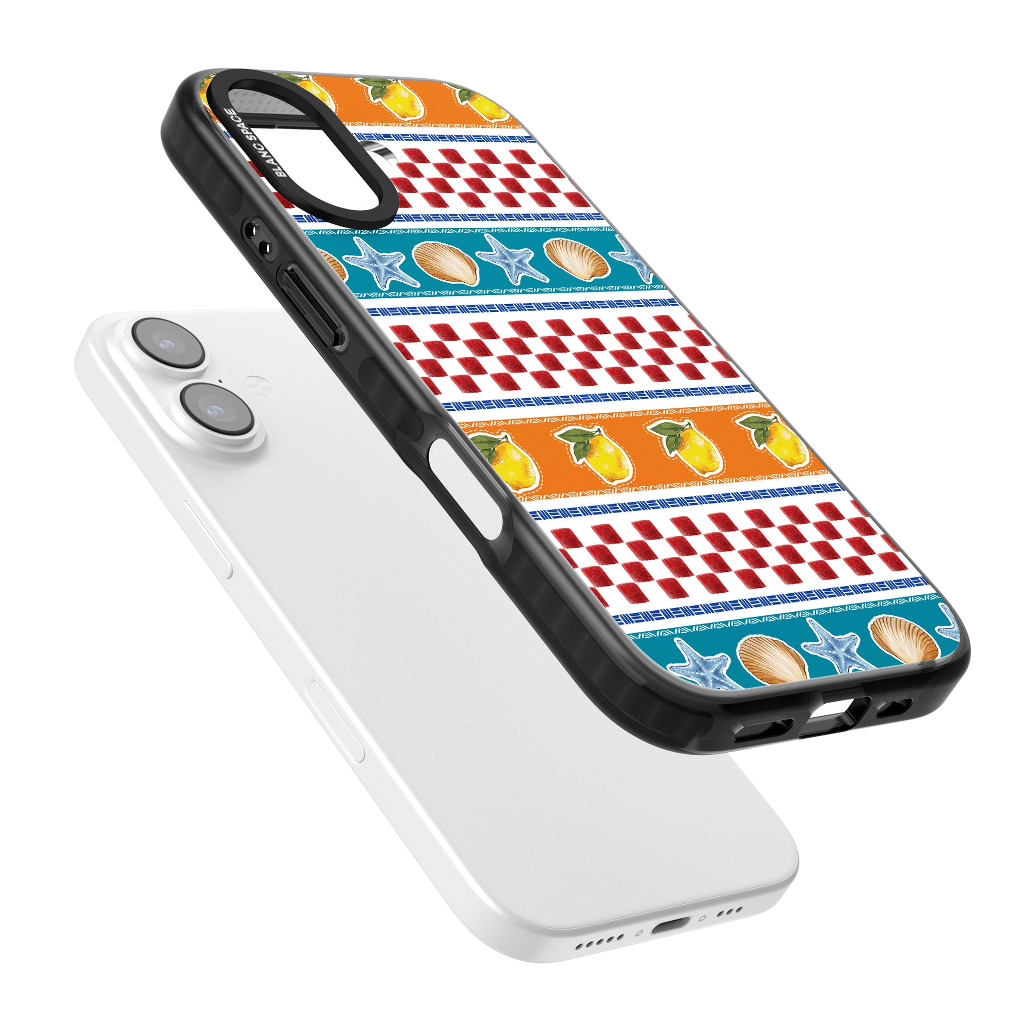 Coastal Italian Check Pattern iPhone 17 Impact Black Phone Case Colours