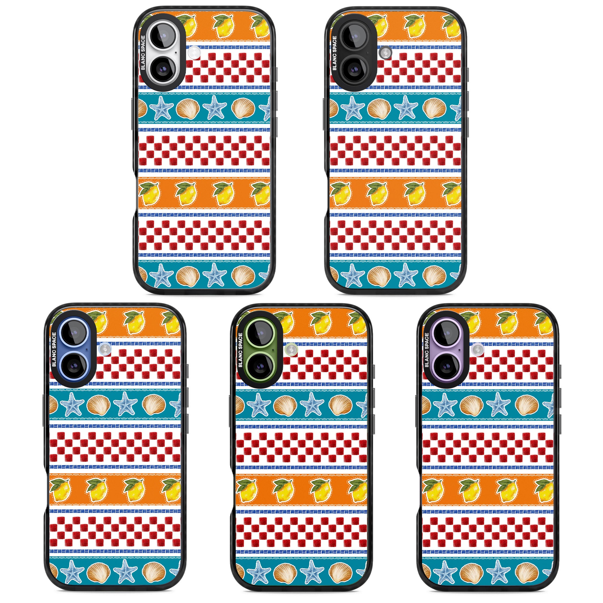 Coastal Italian Check Pattern iPhone 17 Impact Black Phone Case APT Impact Protection